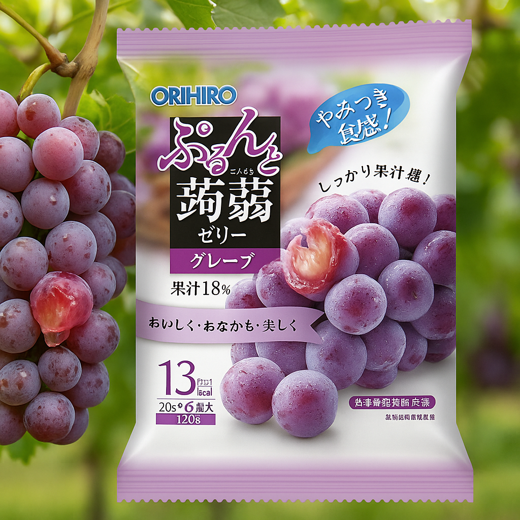 Orihiro Purunto Konjac Jelly Pouch Grape 20g × 6
