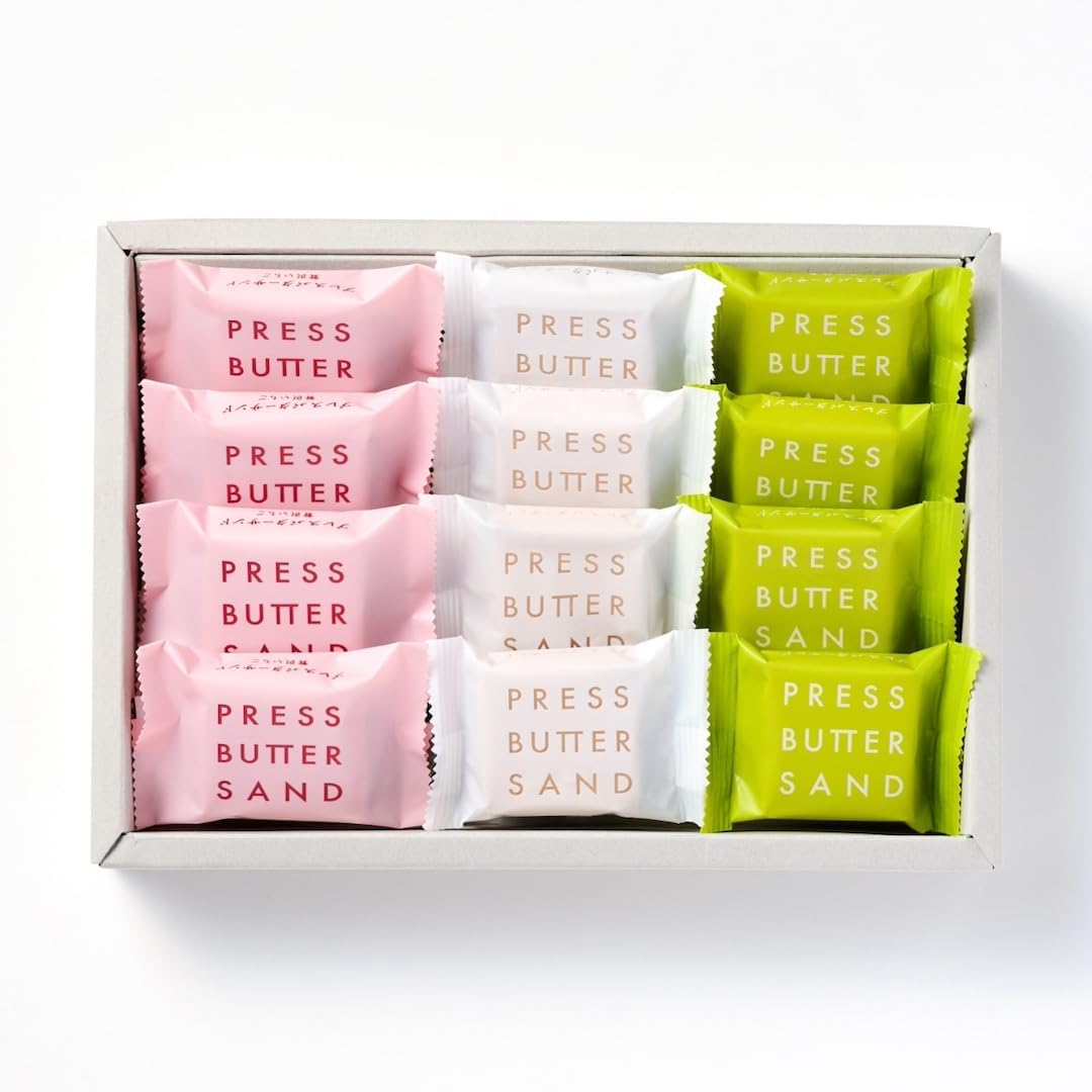 Press Butter Sand Assorted Cookies Strawberry & Matcha 12 Pieces