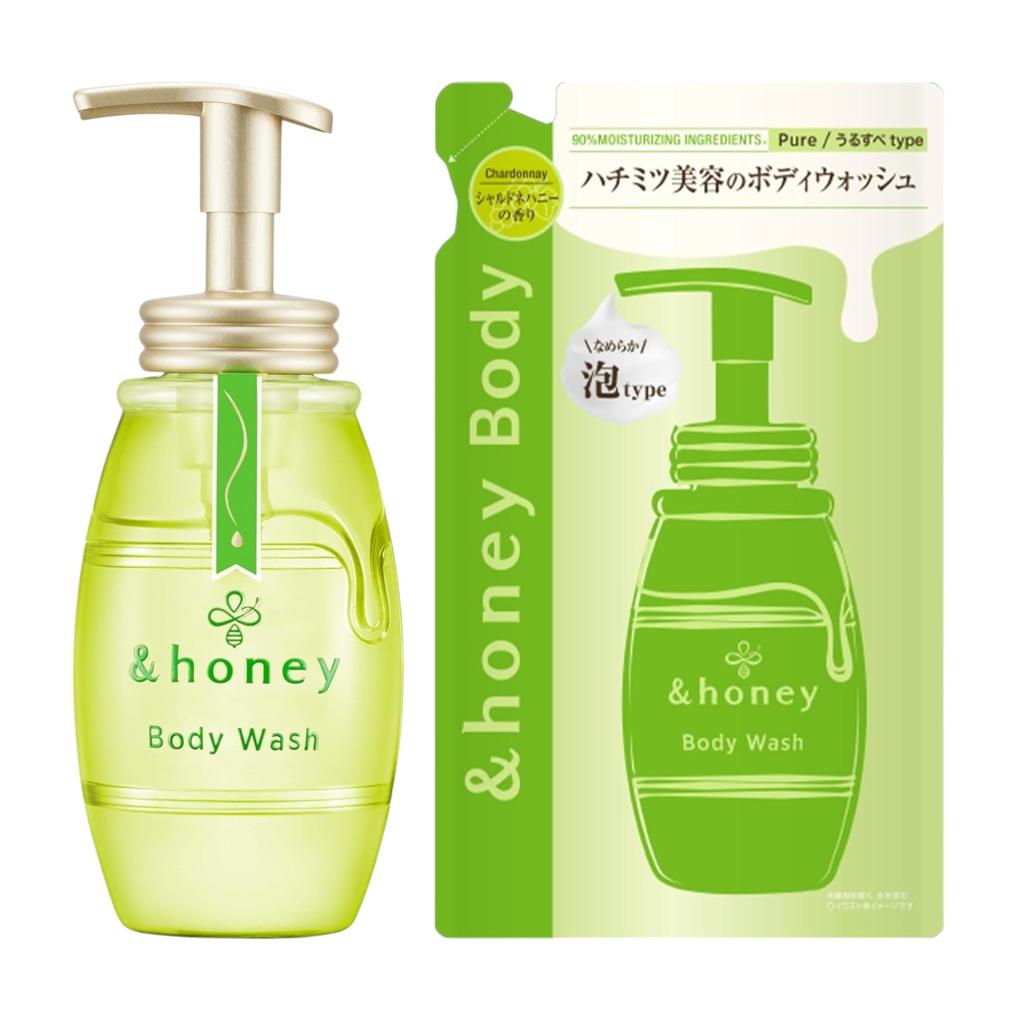 &honey Pure Moist Foaming Body Wash – Chardonnay 16.9 fl oz + Refill 14.9 fl oz