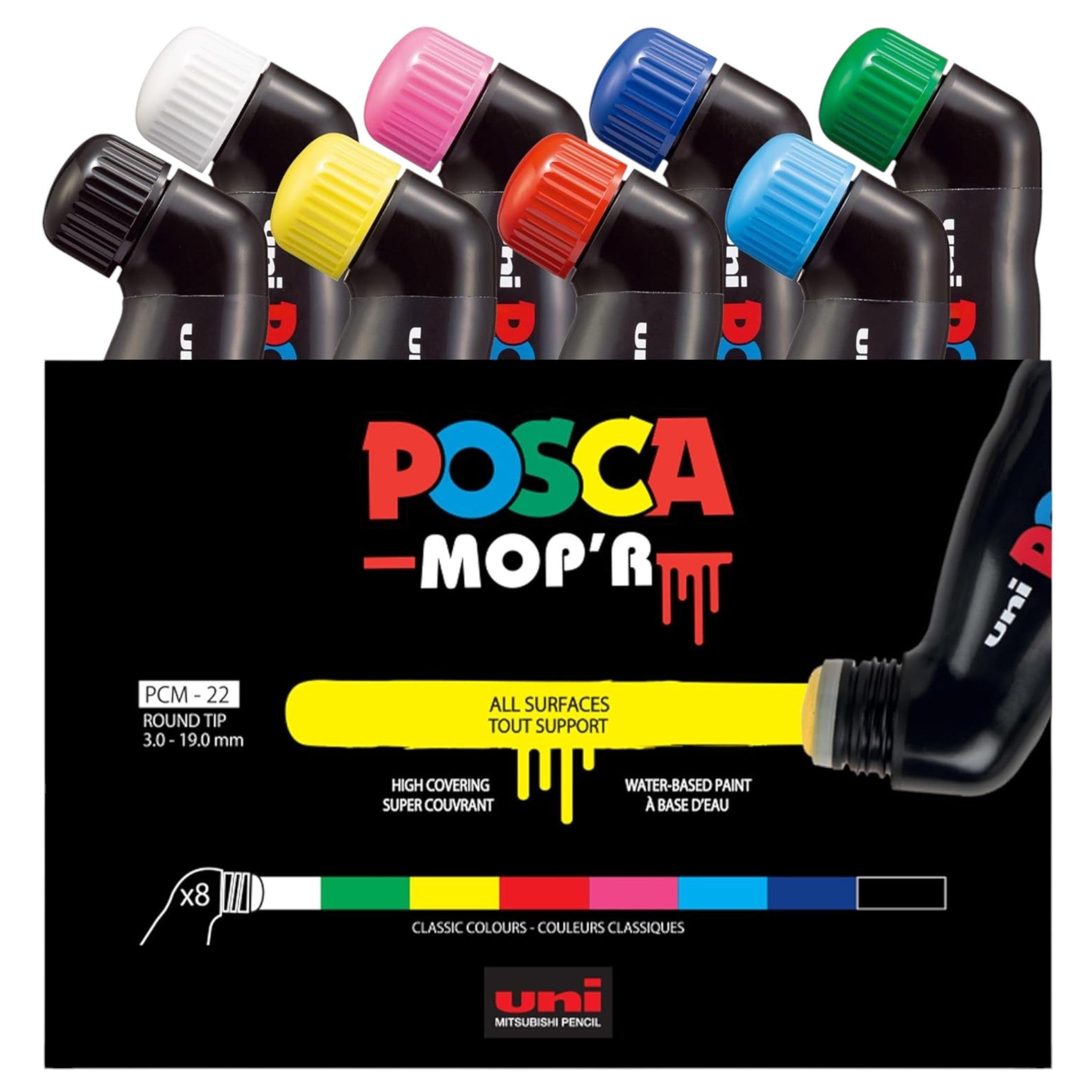 Uni Posca Mop'R Paint Marker Set – Multicolor, XXL Round Tip