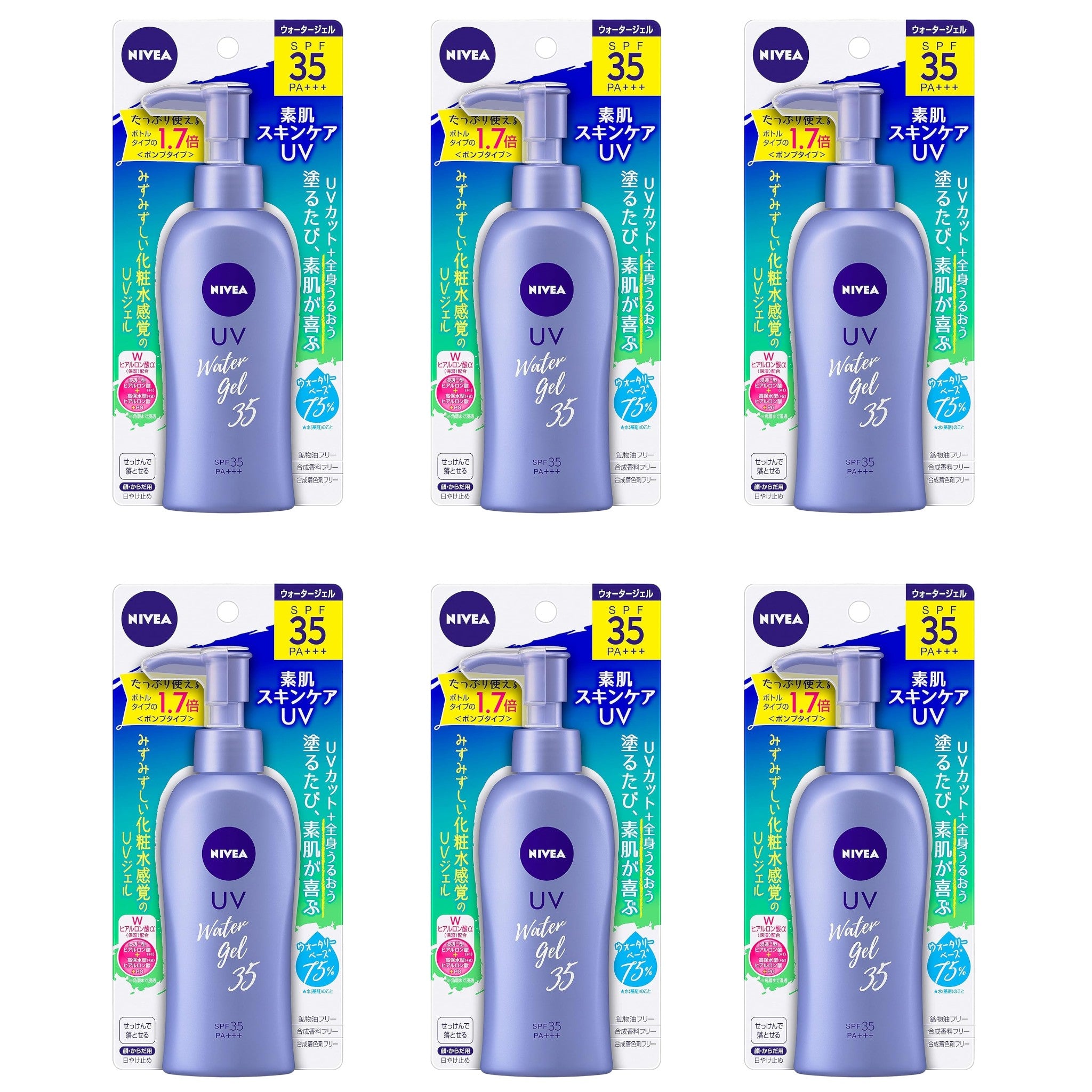 Nivea Sun Protect Water Gel SPF35 PA+++ 140g Pump (6 Packs)