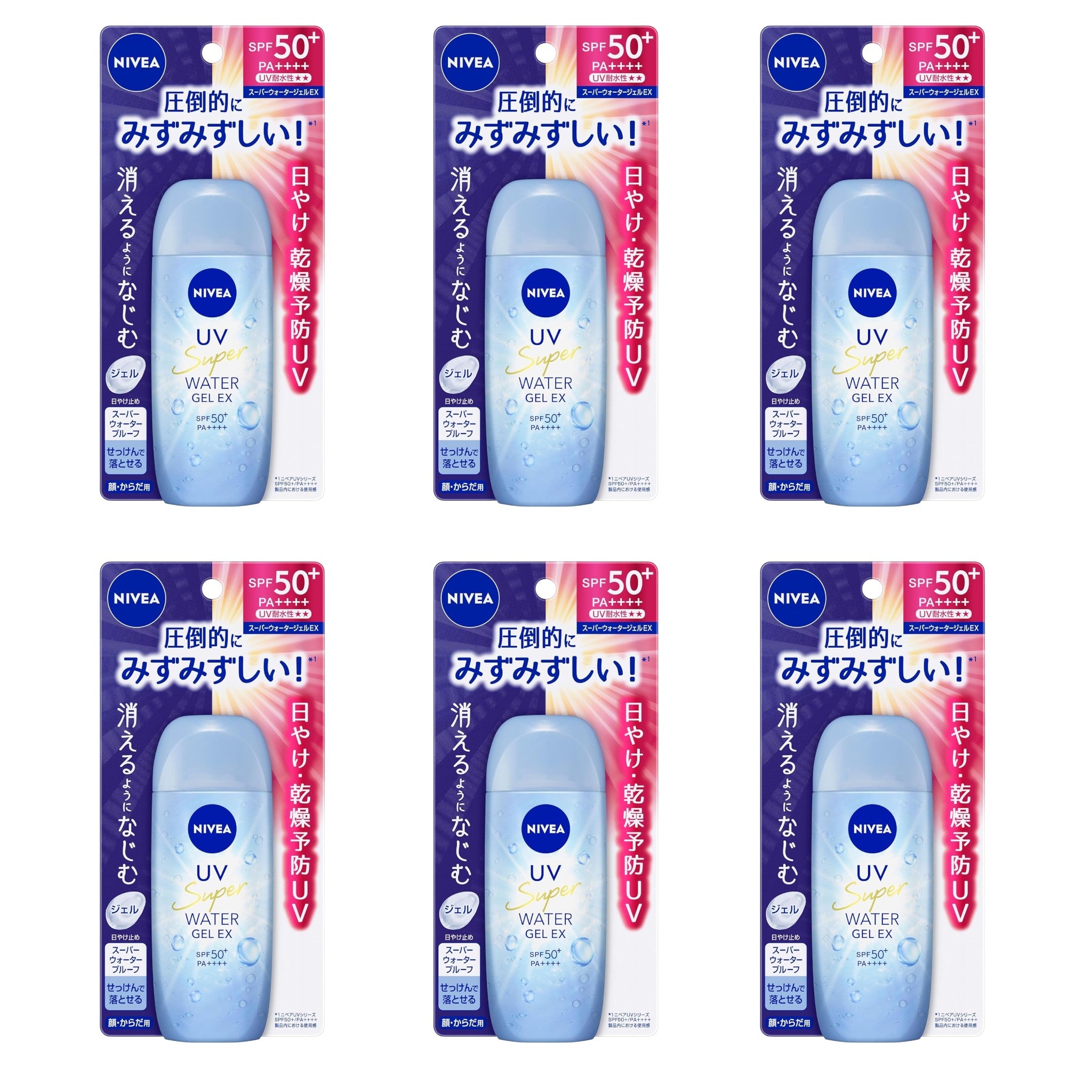 Nivea UV Water Gel EX SPF50+ PA++++ 80g (6 Packs)