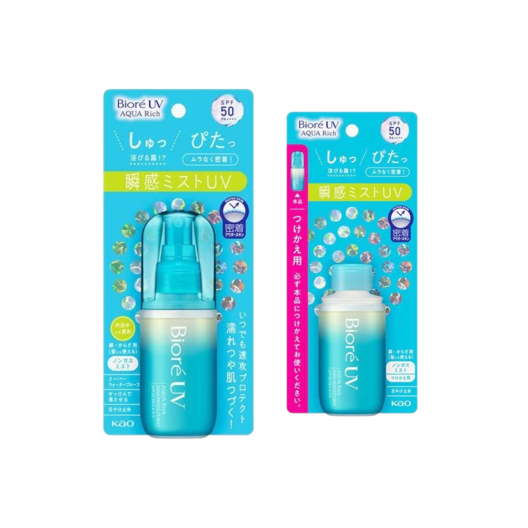 Biore UV Aqua Rich Aqua Protect Mist SPF50 PA++++ 60mL + Refill Set
