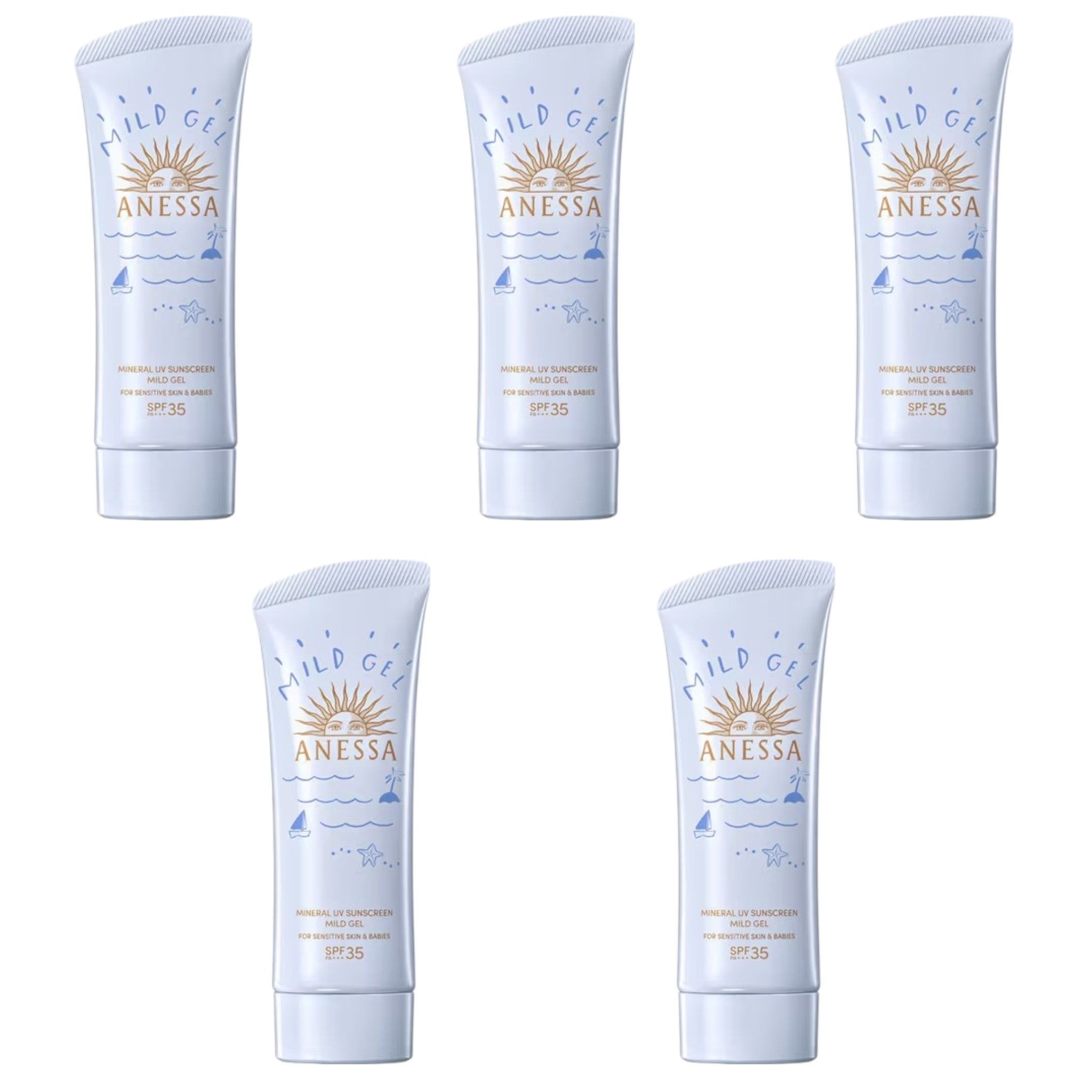ANESSA Mineral UV Mild Gel 90g SPF35 PA+++ (5 Packs)