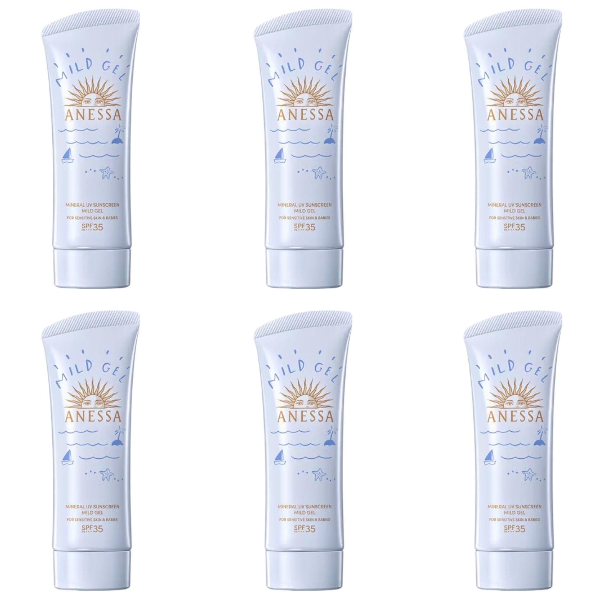 ANESSA Mineral UV Mild Gel 90g SPF35 PA+++ (6 Packs)