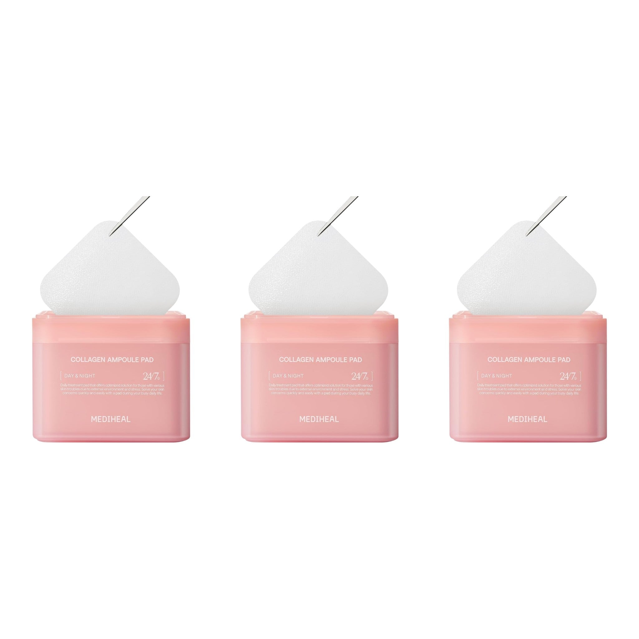 MEDIHEAL Square Toner Pads Collagen 100 Pads 170ml (3 Packs)