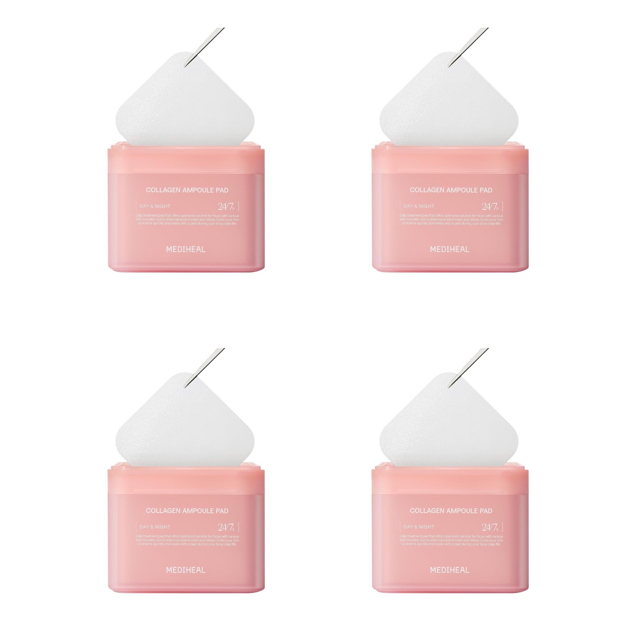 MEDIHEAL Square Toner Pads Collagen 100 Pads 170ml (4 Packs)