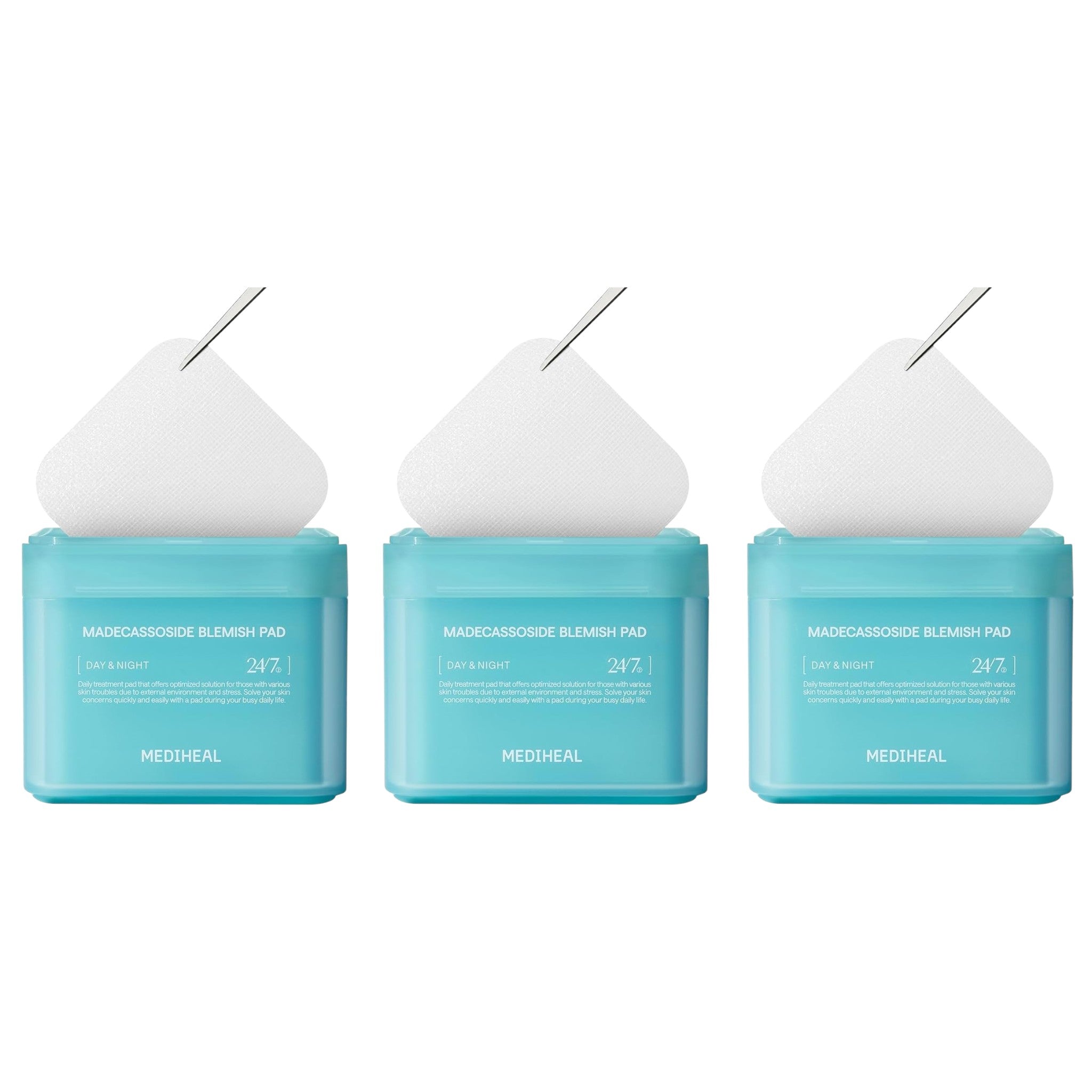 MEDIHEAL Square Toner Pads Madecassoside 100 Pads 170ml (3 Packs)