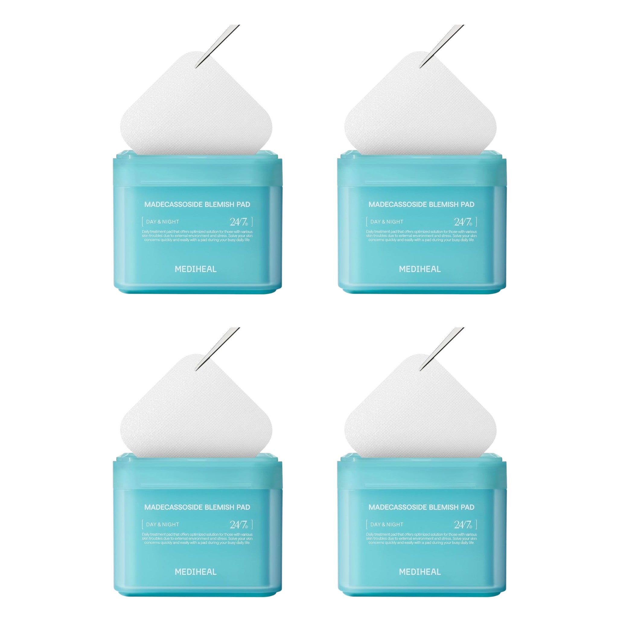 MEDIHEAL Square Toner Pads Madecassoside 100 Pads 170ml (4 Packs)
