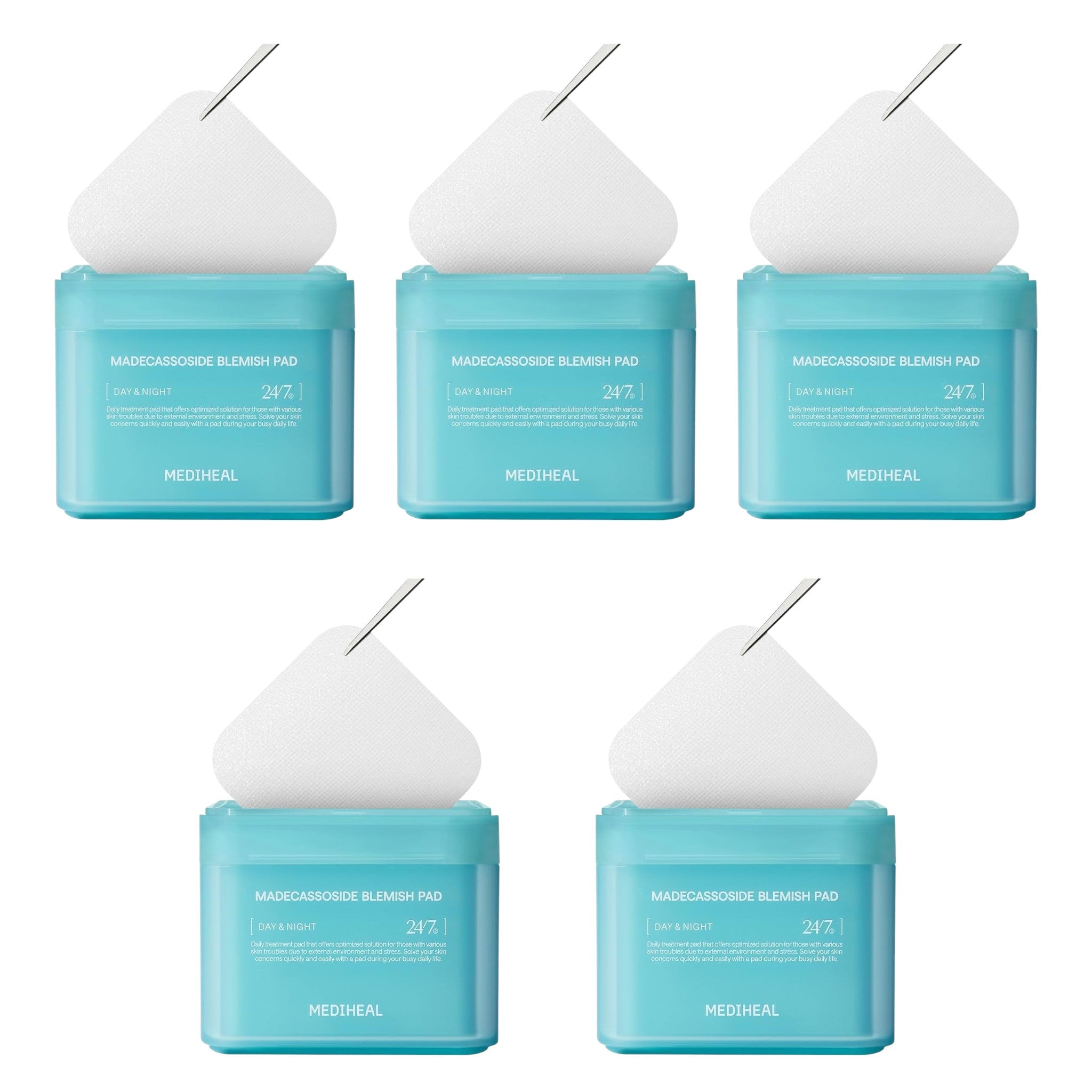 MEDIHEAL Square Toner Pads Madecassoside 100 Pads 170ml (5 Packs)