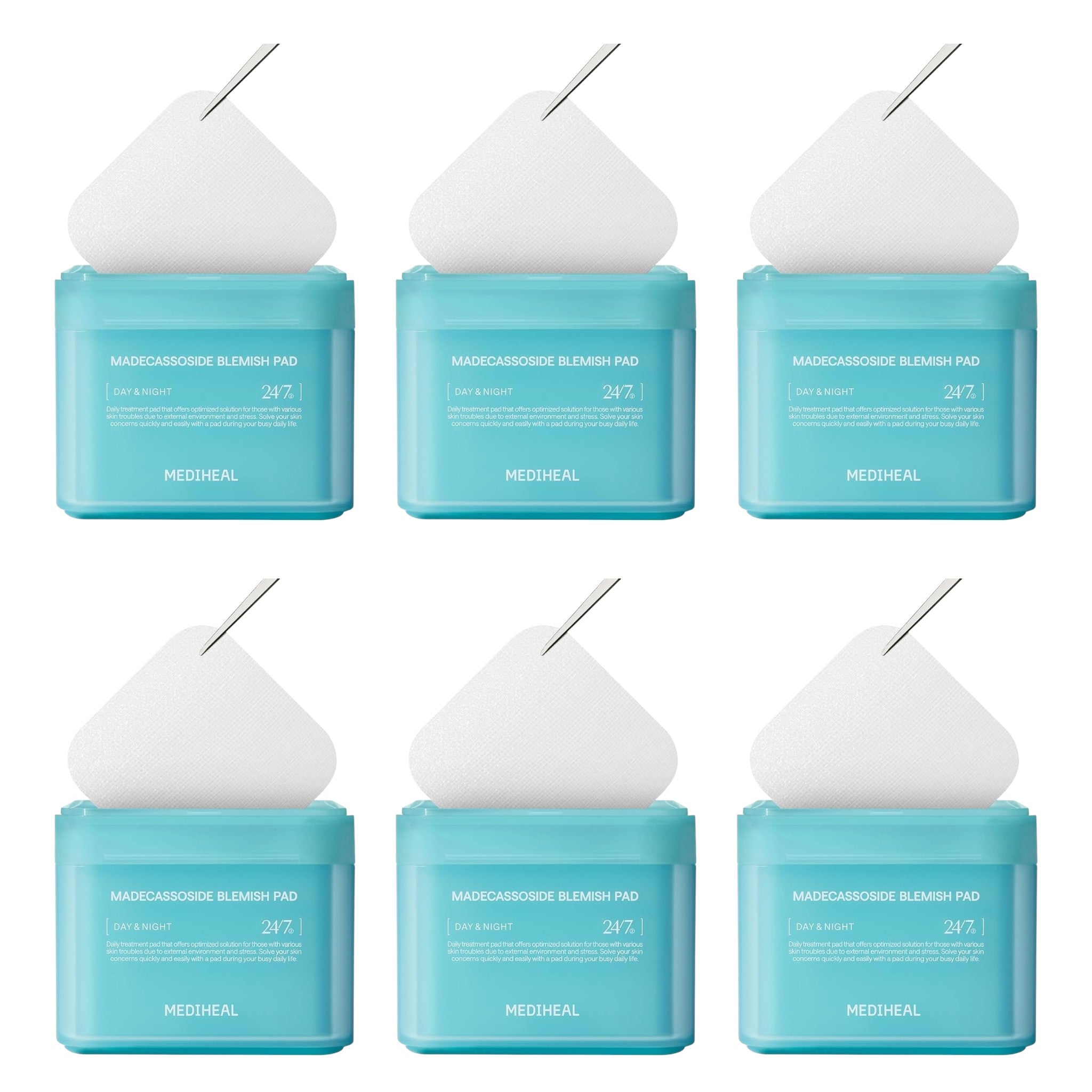 MEDIHEAL Square Toner Pads Madecassoside 100 Pads 170ml (6 Packs)