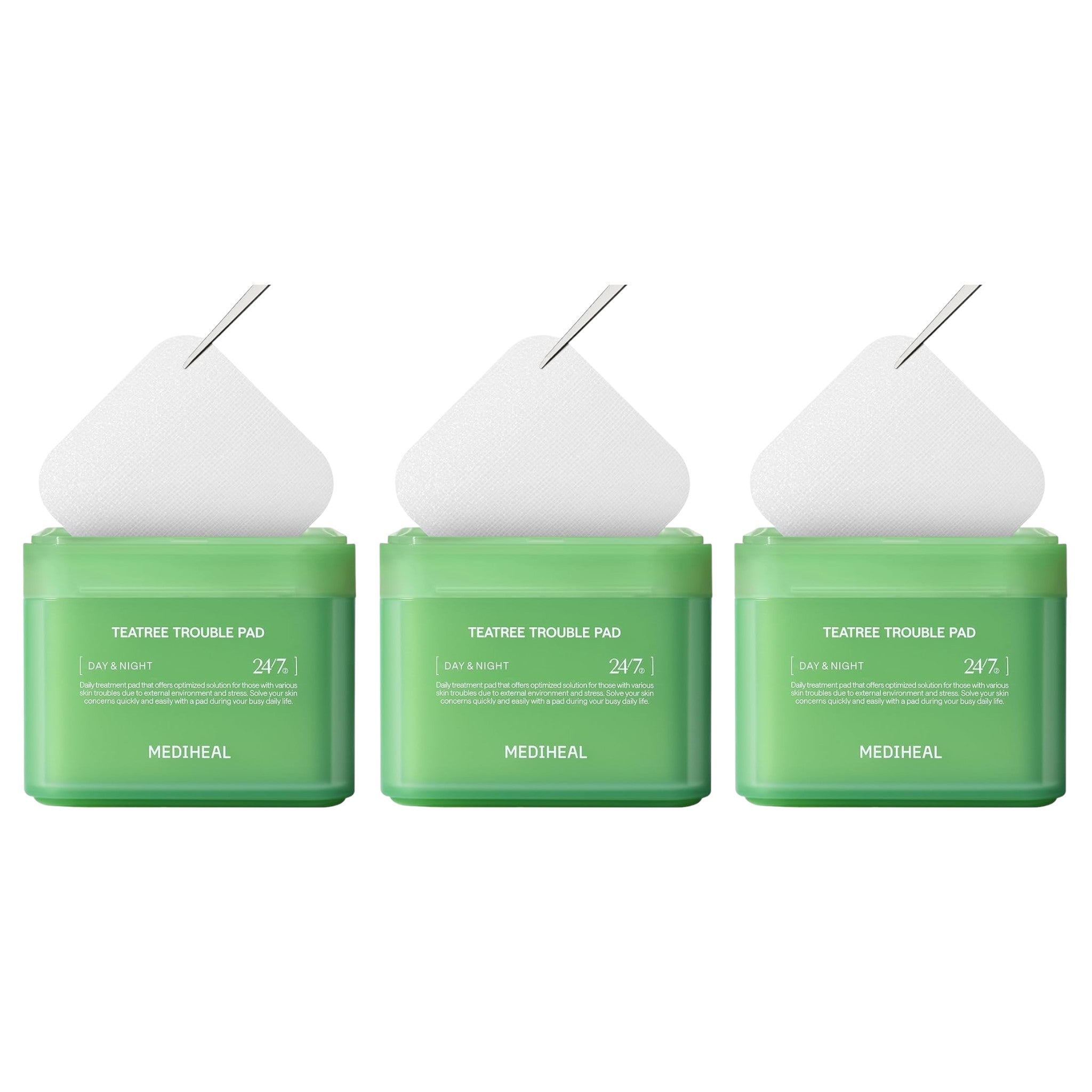 MEDIHEAL Square Toner Pads Teatree 100 Pads 170ml (3 Packs)