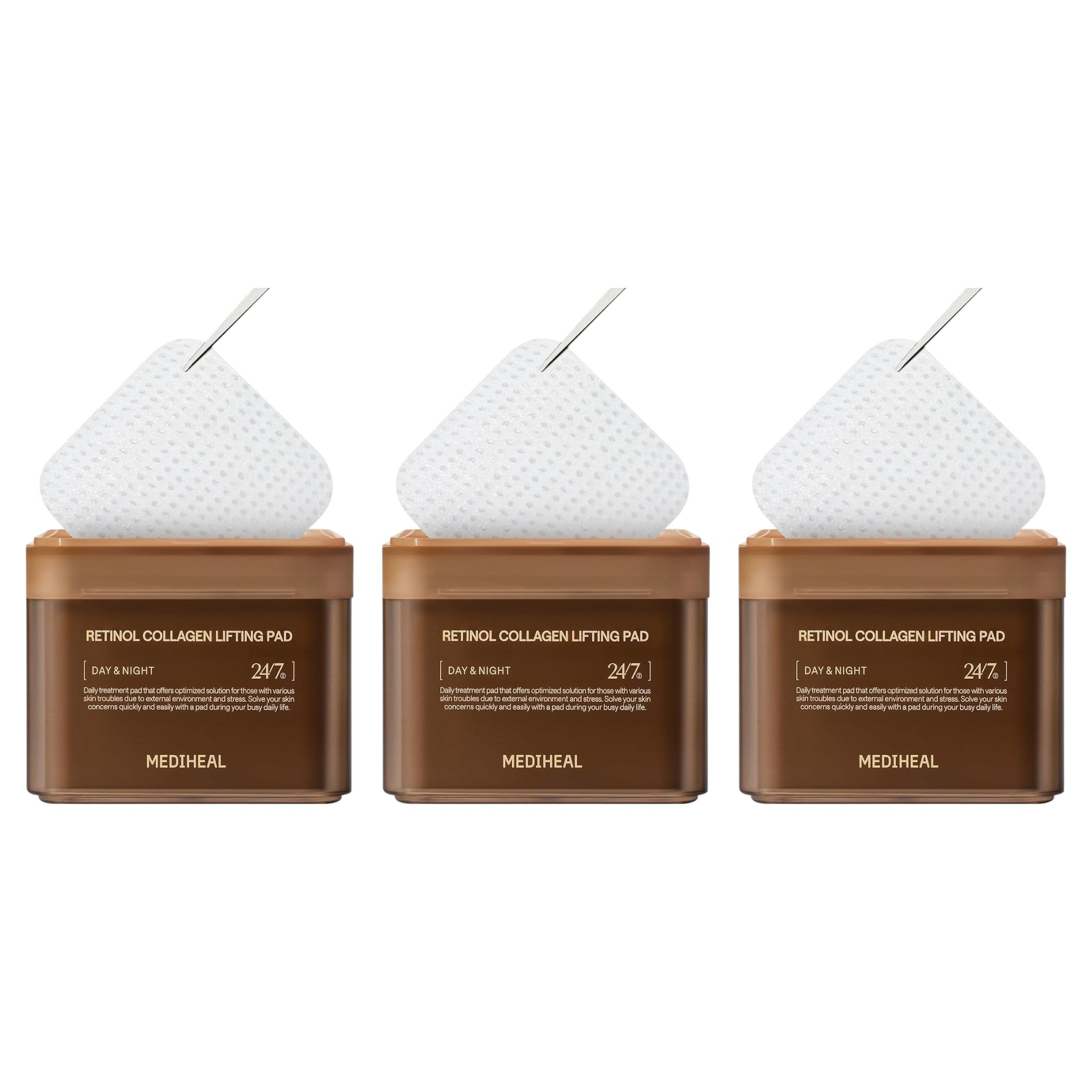 MEDIHEAL Square Toner Pads Retinol 100 Pads 170ml (3 Packs)