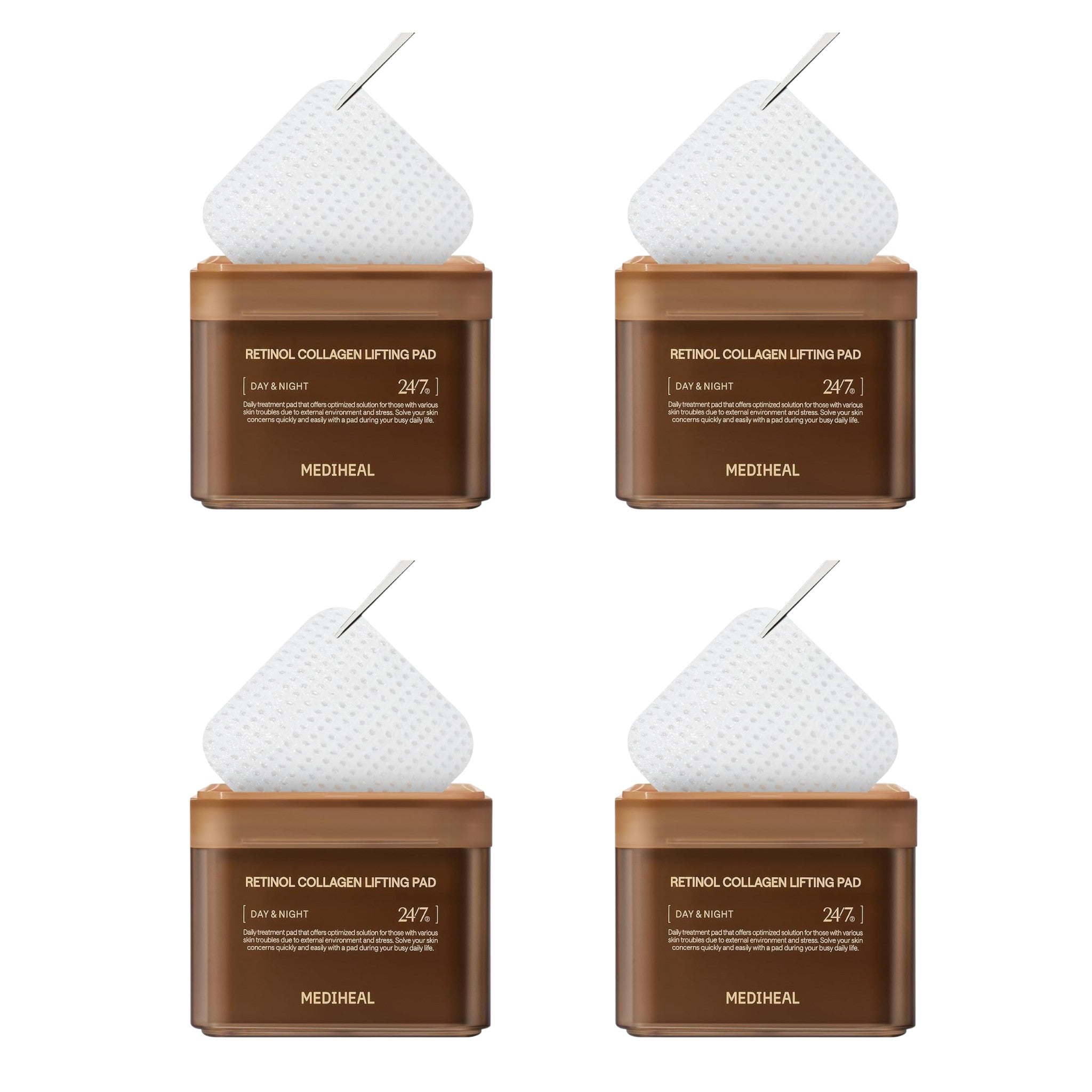 MEDIHEAL Square Toner Pads Retinol 100 Pads 170ml (4 Packs)