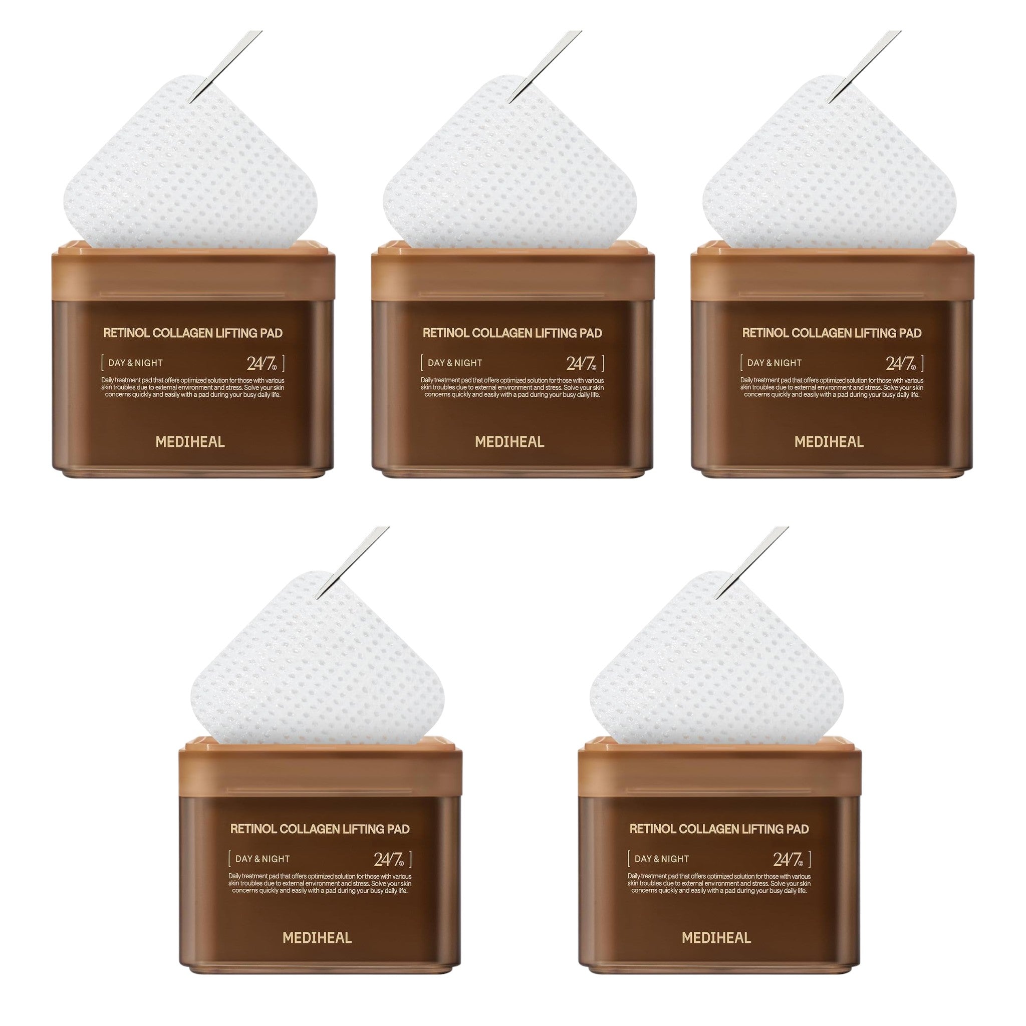 MEDIHEAL Square Toner Pads Retinol 100 Pads 170ml (5 Packs)