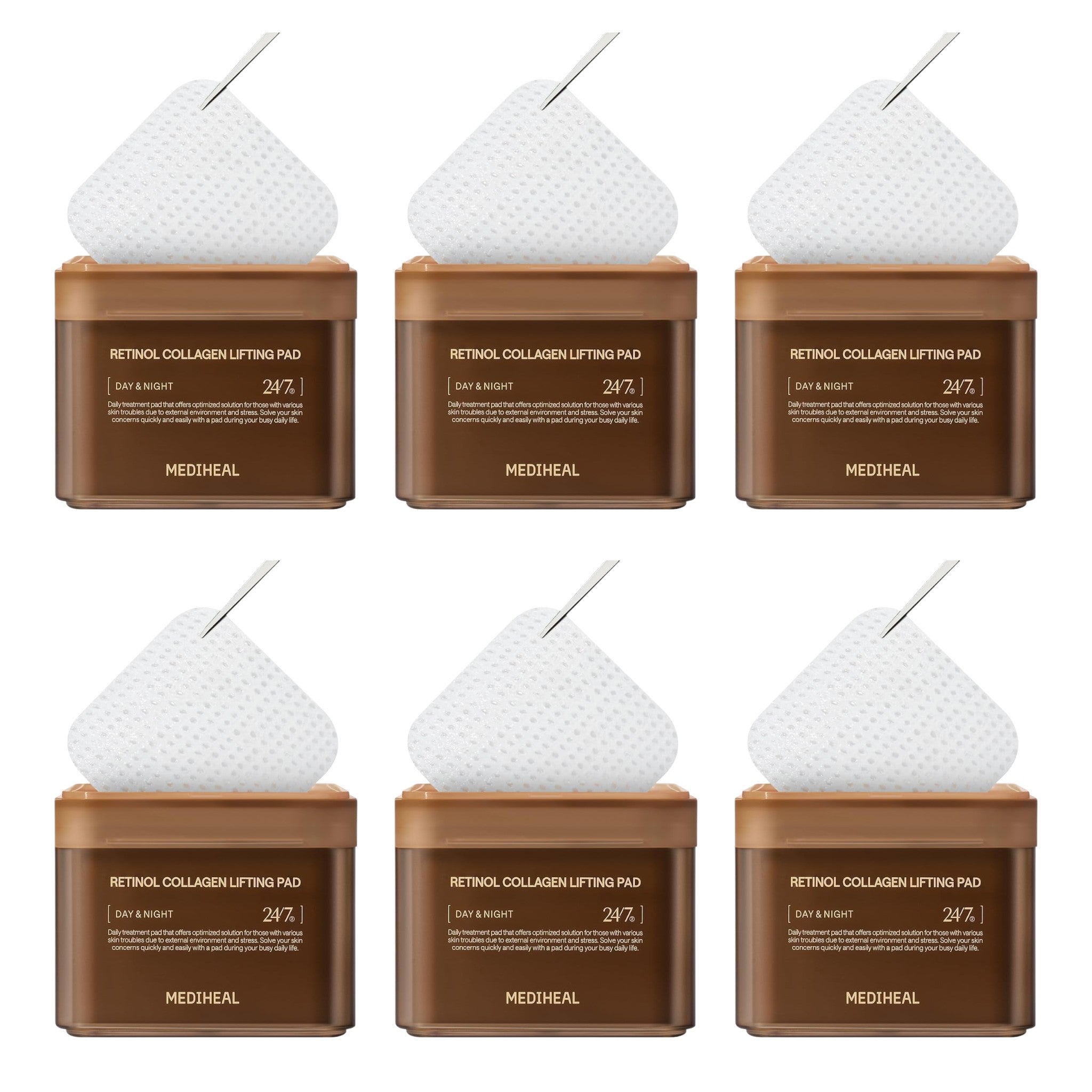 MEDIHEAL Square Toner Pads Retinol 100 Pads 170ml (6 Packs)