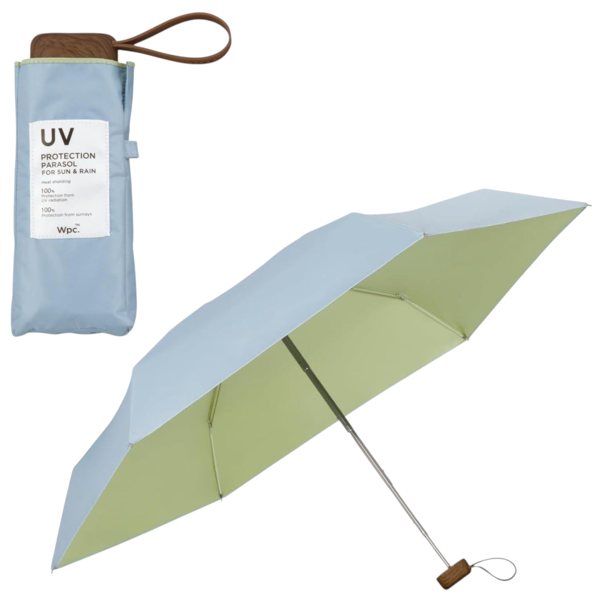 Wpc. UV Blocking Folding Umbrella Light Blue 50cm