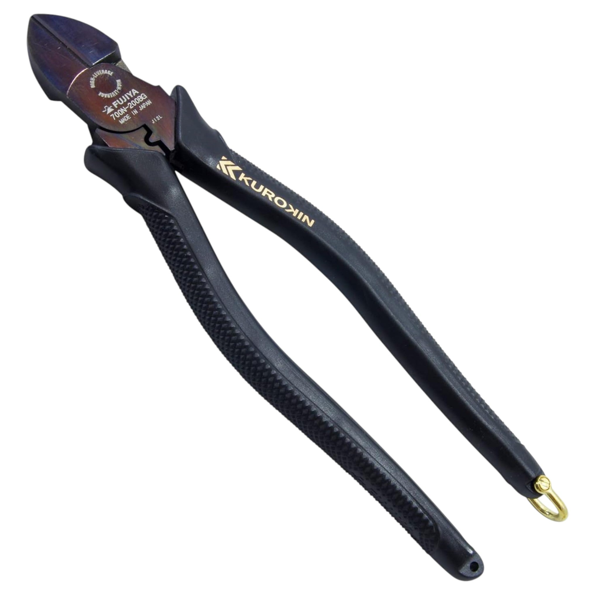 Fujiya Eccentric High-Leverage Nippers Black Gold with Shackle 200mm 700N-200BG
