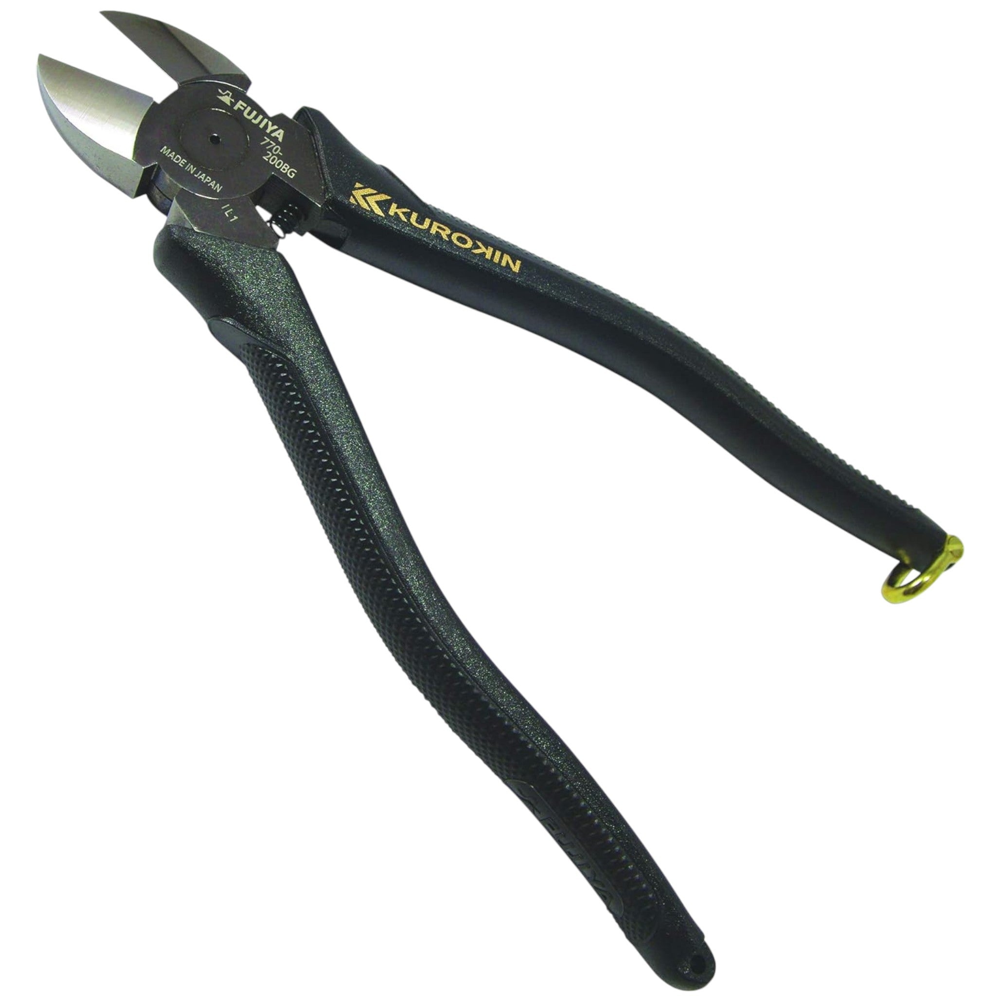 Fujiya Electrician High-Leverage Nippers 200mm Black Gold Micro-Mirror Blade 770-200BG