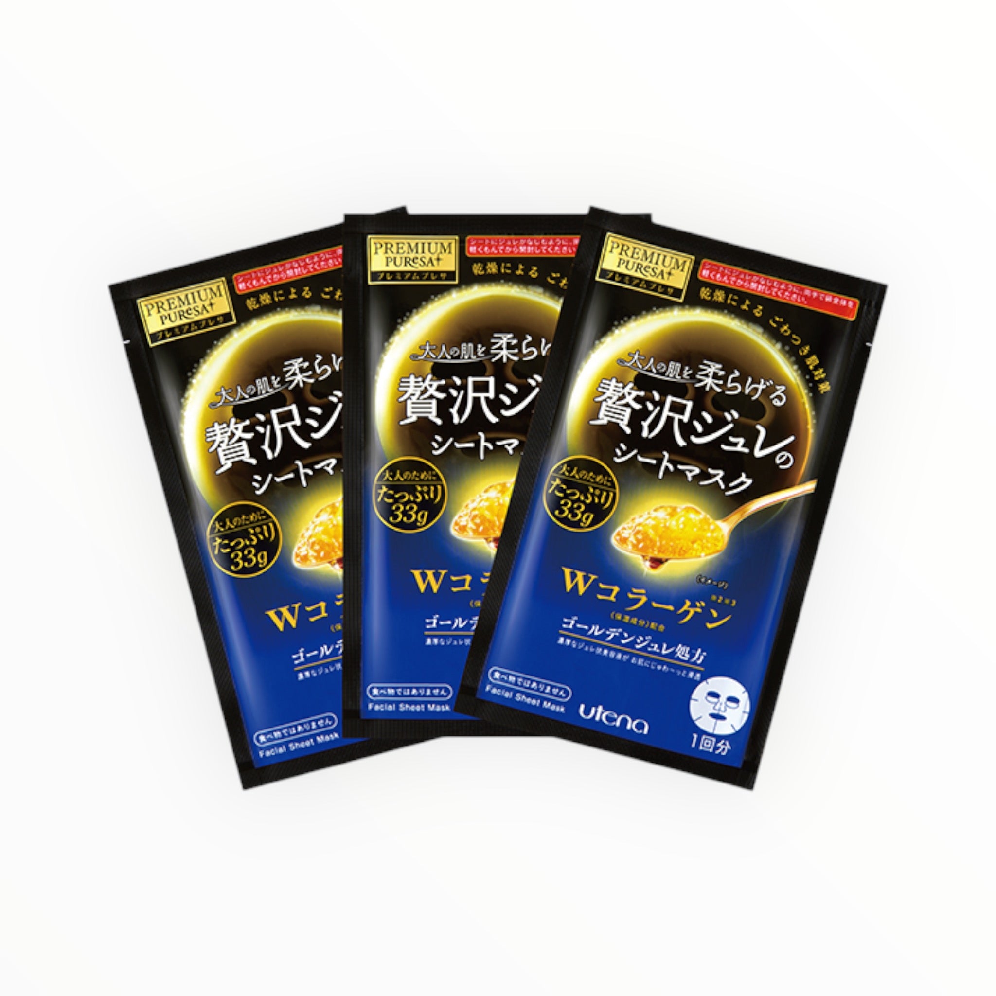 Utena Premium Puresa Golden Jelly Mask with Collagen 33g x 3 Sheets