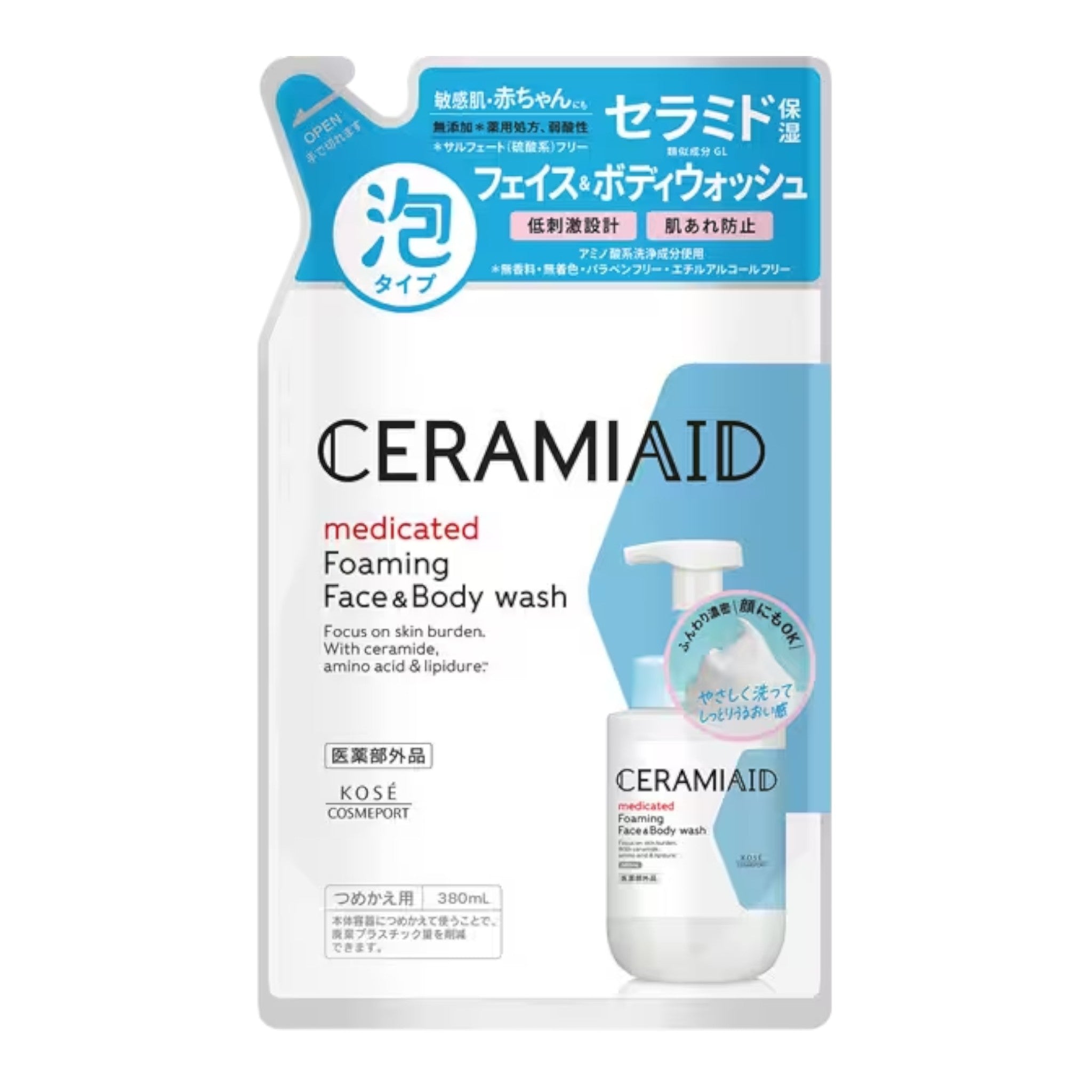 KOSE Ceramiaid Medicated Face & Body Wash Refill – 380ml