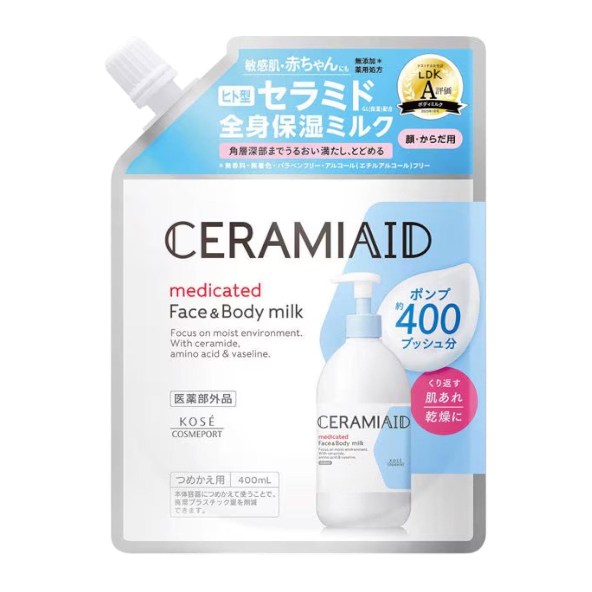 KOSE Ceramiaid Medicated Skin Milk Refill – 400ml