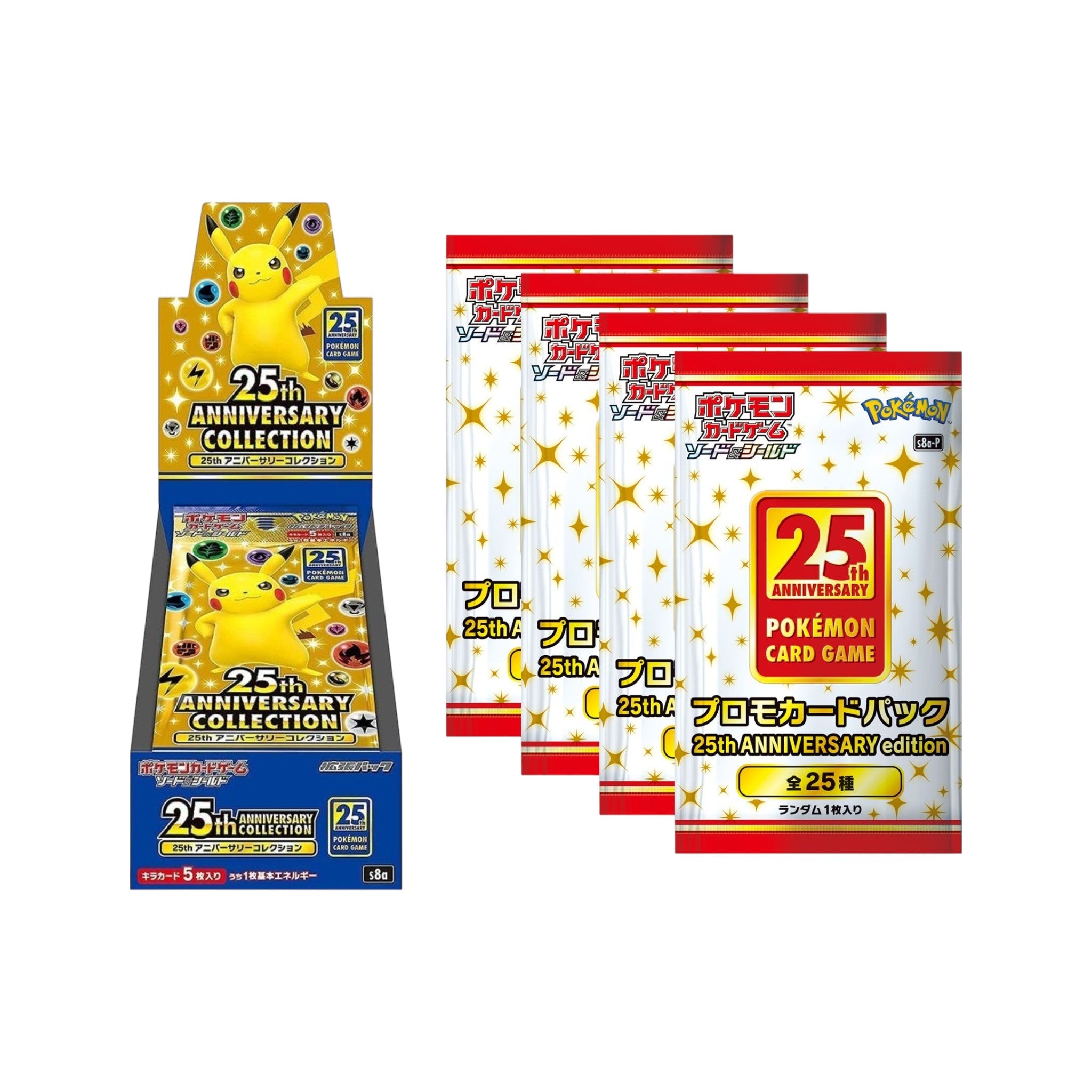 Pokemon TCG 25th Anniversary Collection (S8a) Booster Box with 4 Promo Packs