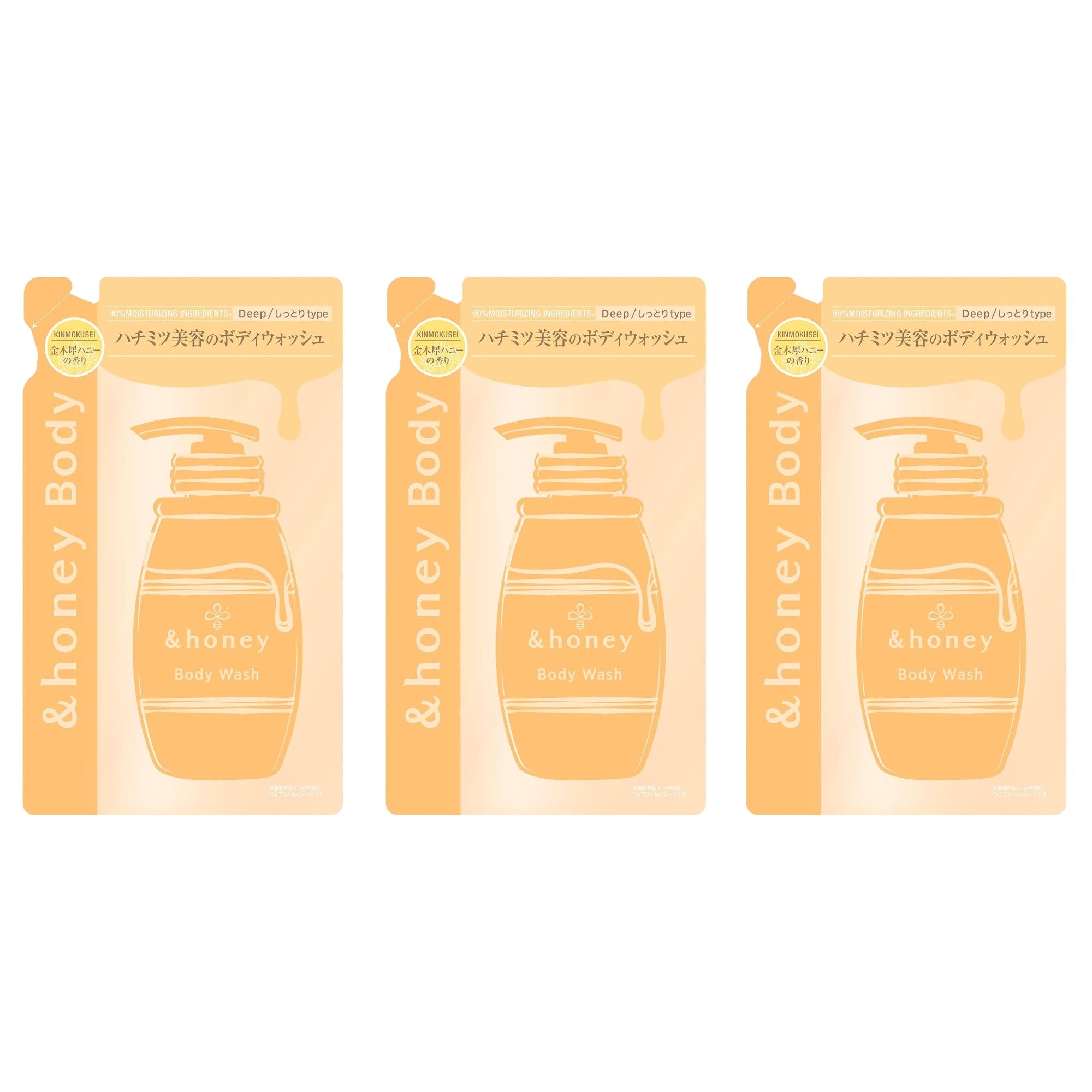 &honey Deep Moist Gel Body Wash Refill 14.9 fl oz (440mL) ×3