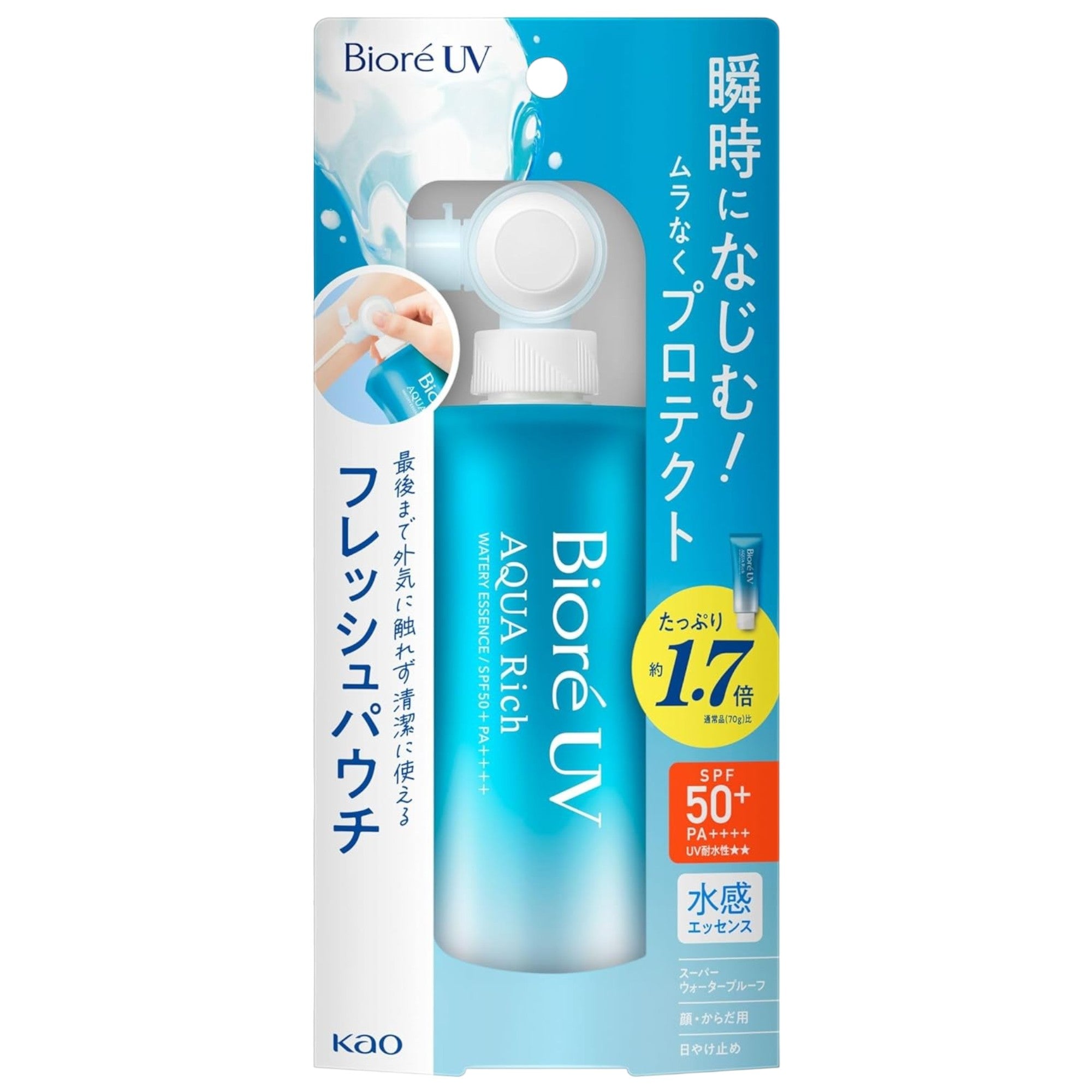 Biore UV Aqua Rich Essence Fresh Pouch SPF50+ PA++++ 120g (1–6 Packs)