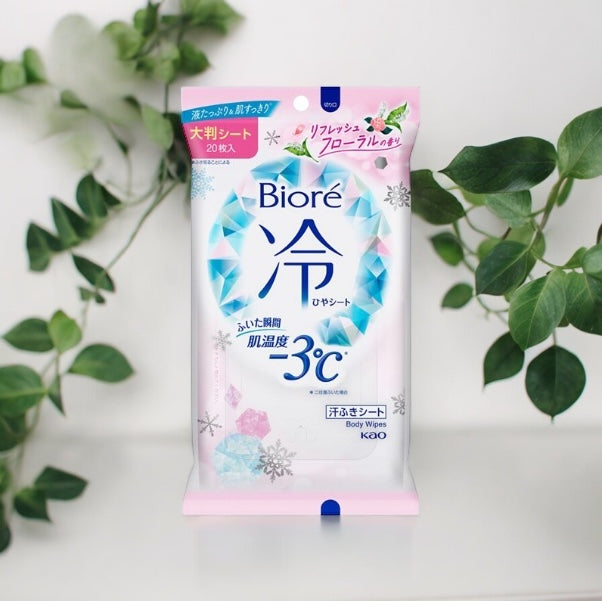 Biore Cooling Body Sheets Refresh Floral Scent with Moisturizing Ingredients 20 Sheets