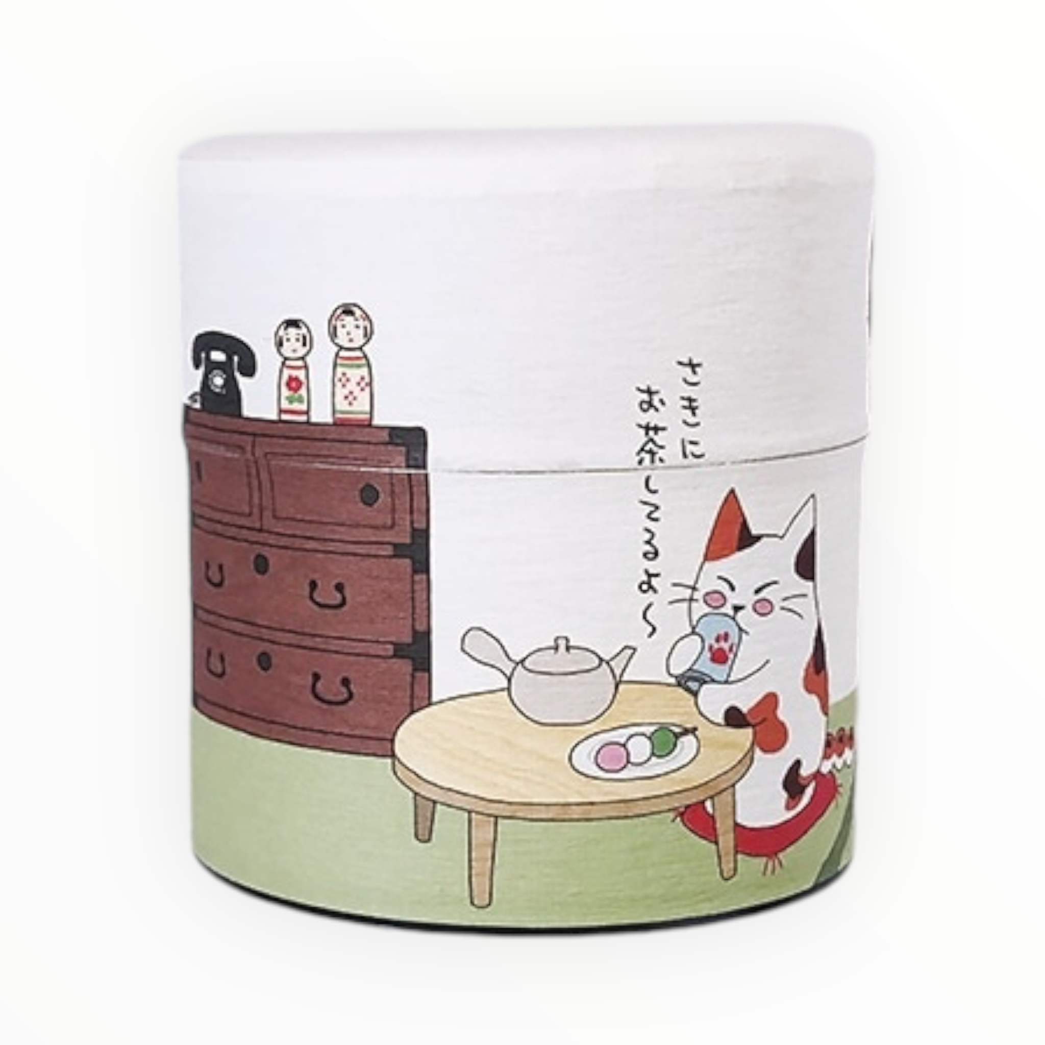 SAIJOEN Kuki Tea 40g in Washi Can (Mitarashi-chan Can “I’ll Have Tea First”) - Clear Carton (Loose Leaf)