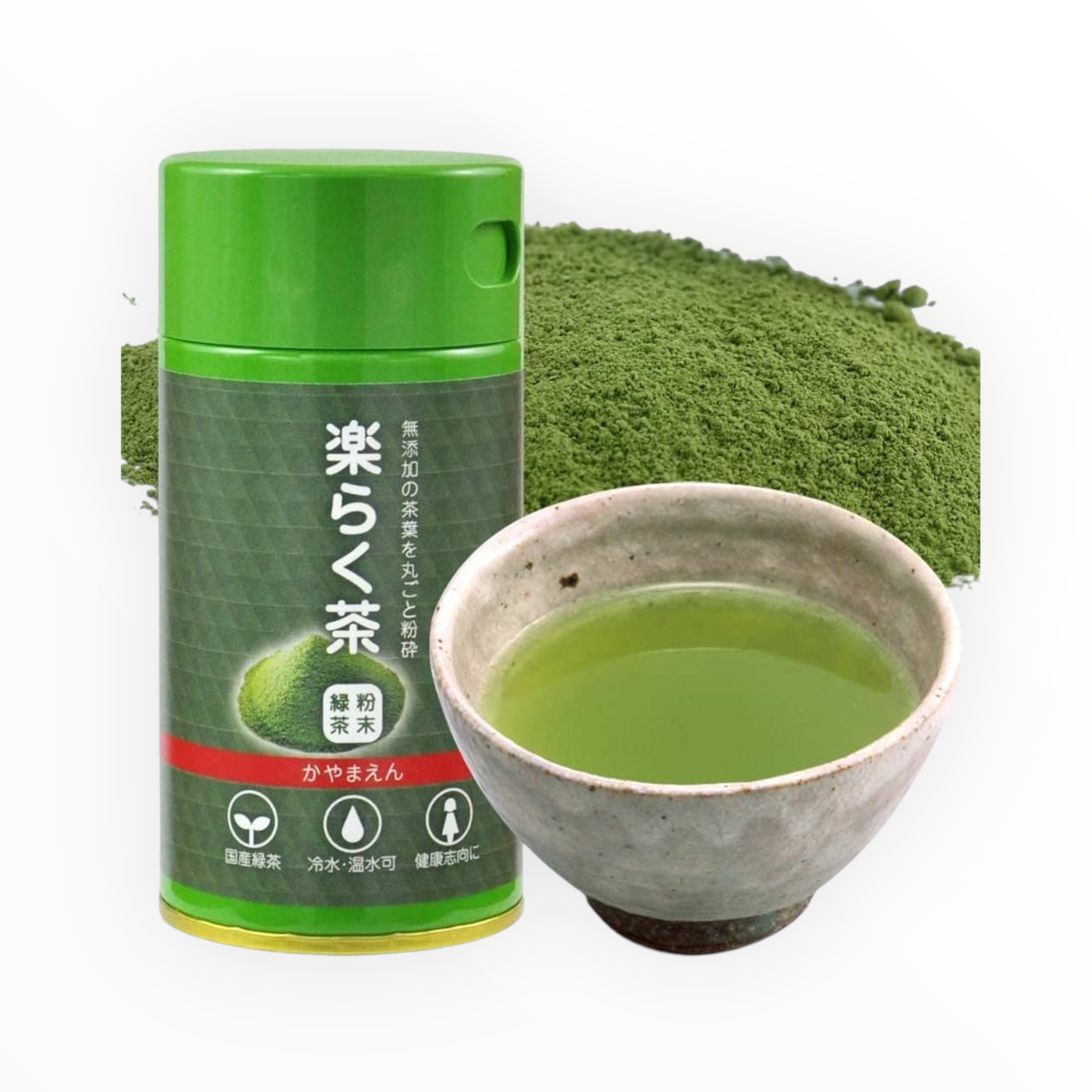 Kayamaen Powdered Green Tea / Sencha Rakuraku Tea 40g in Shaker Can