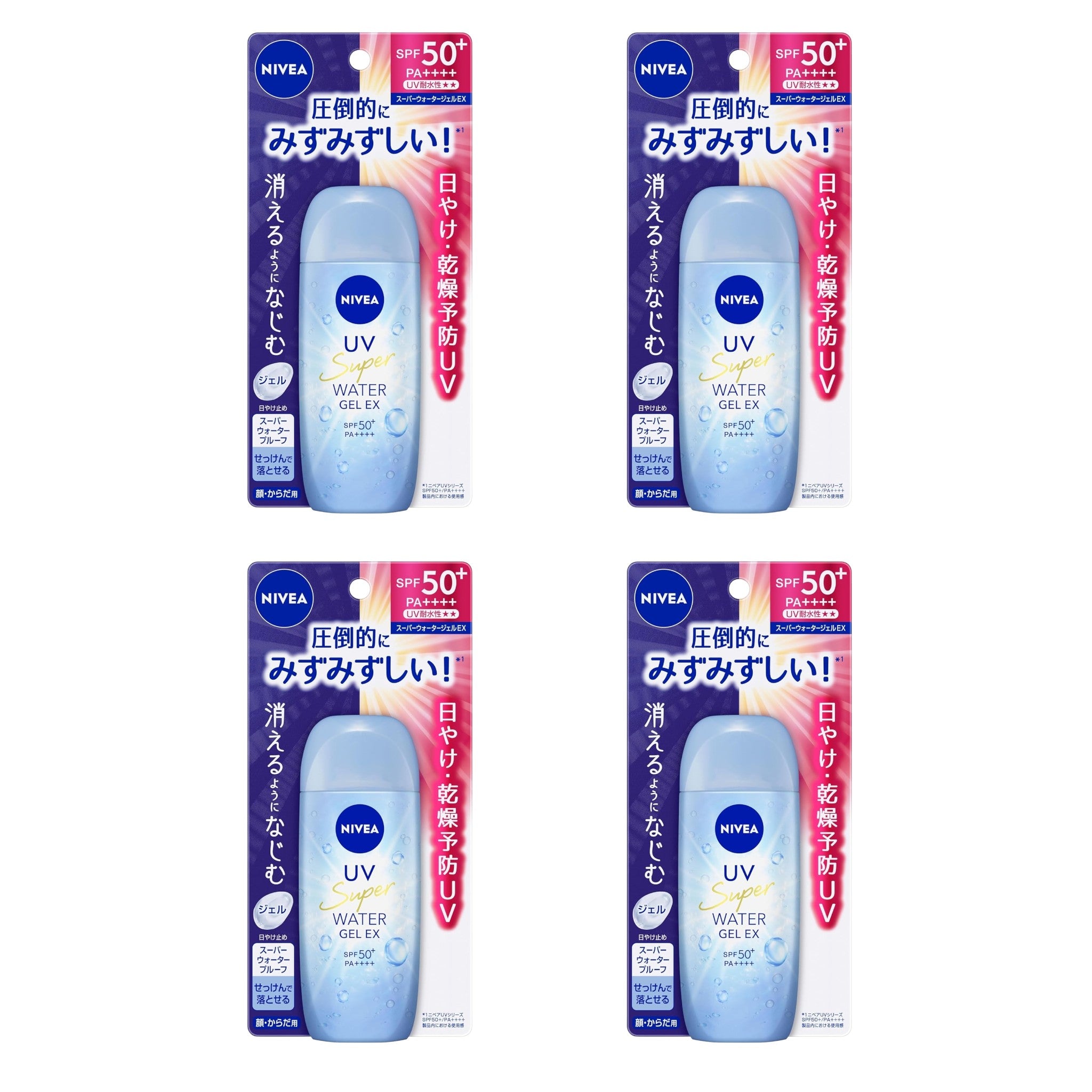 Nivea UV Water Gel EX SPF50+ PA++++ 80g (4 Packs)