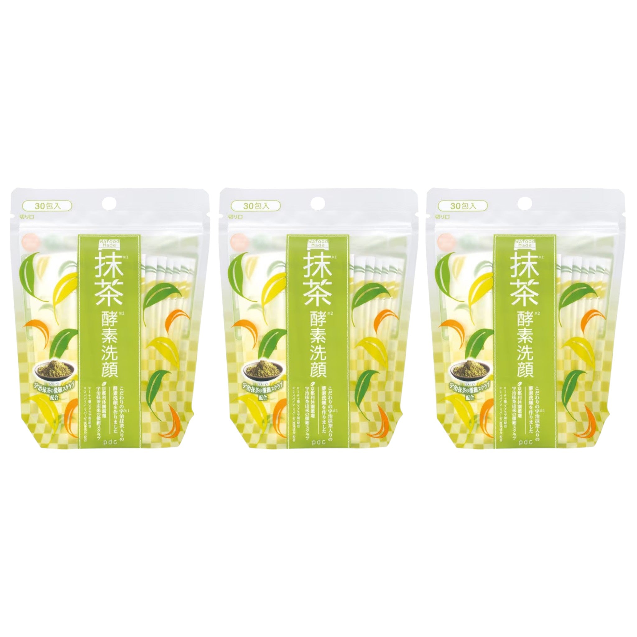 Wafood Made Uji Matcha Enzyme Face Wash 0.4g × 30 Sachets (3 Packs)
