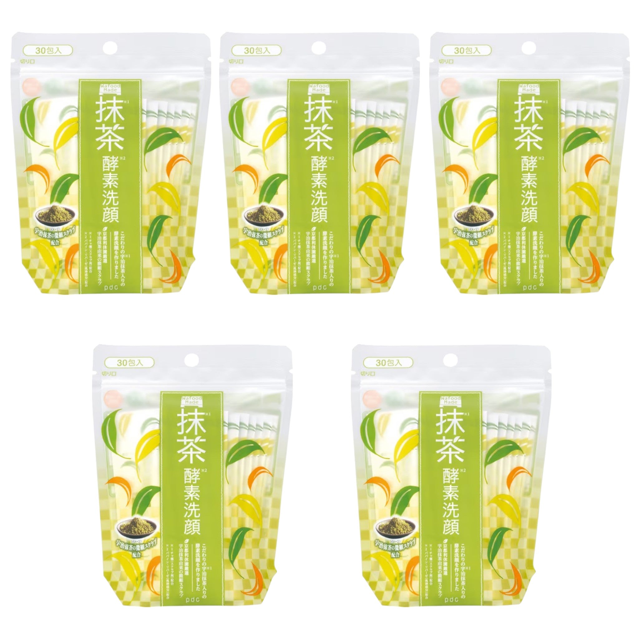 Wafood Made Uji Matcha Enzyme Face Wash 0.4g × 30 Sachets (5 Packs)