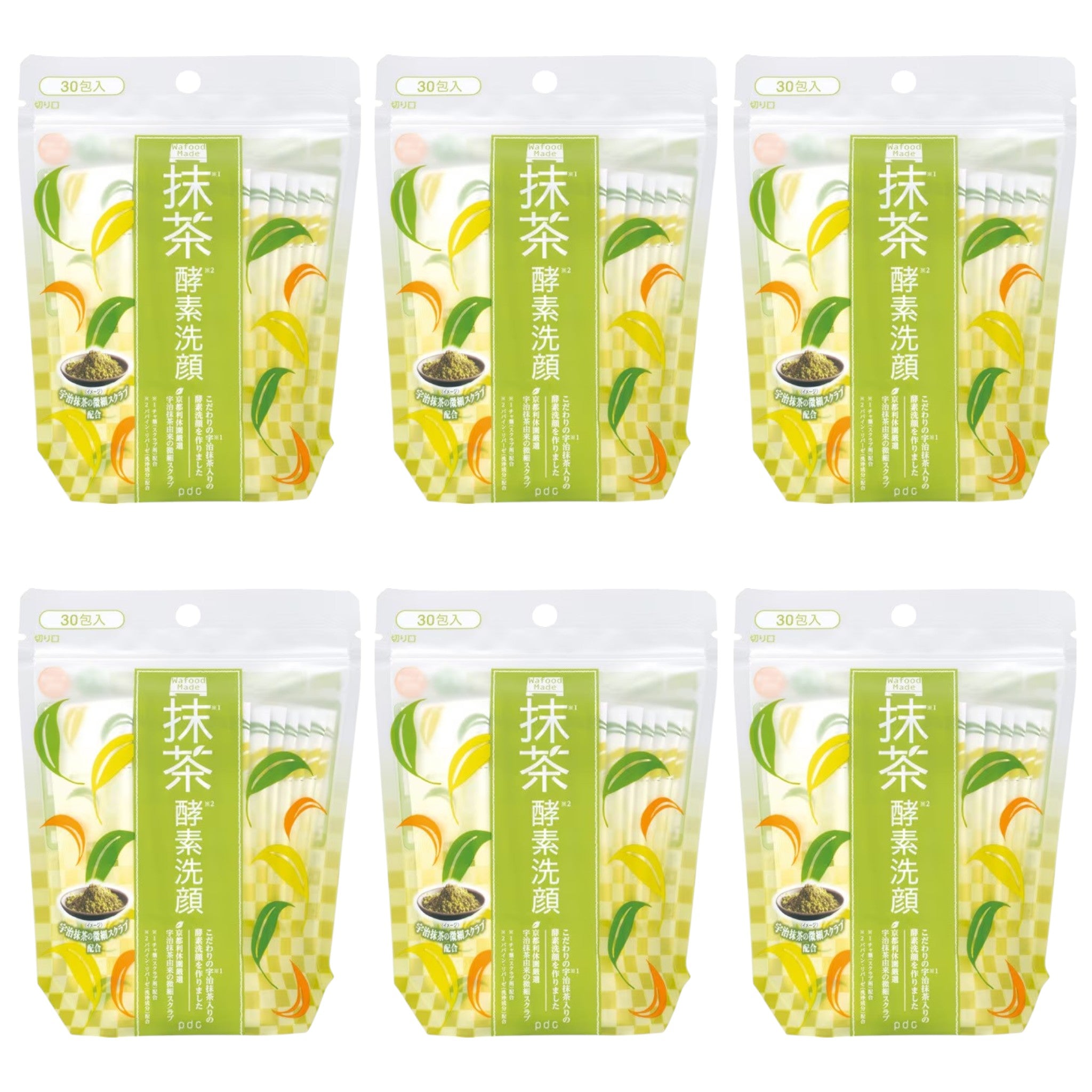 Wafood Made Uji Matcha Enzyme Face Wash 0.4g × 30 Sachets (6 Packs)