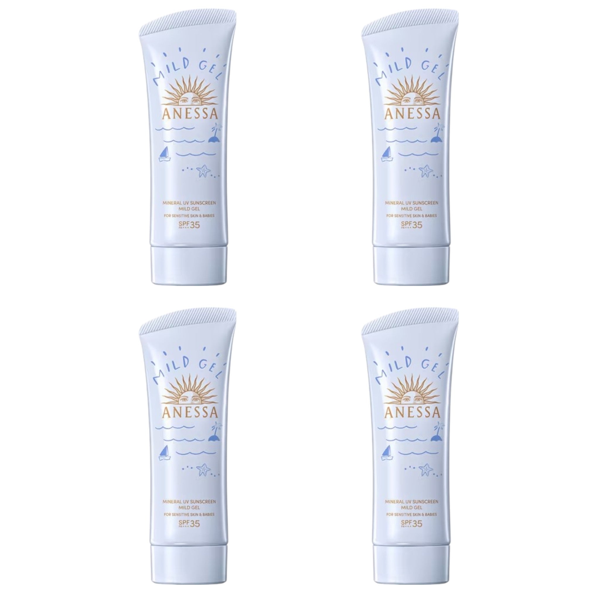ANESSA Mineral UV Mild Gel 90g SPF35 PA+++ (4 Packs)