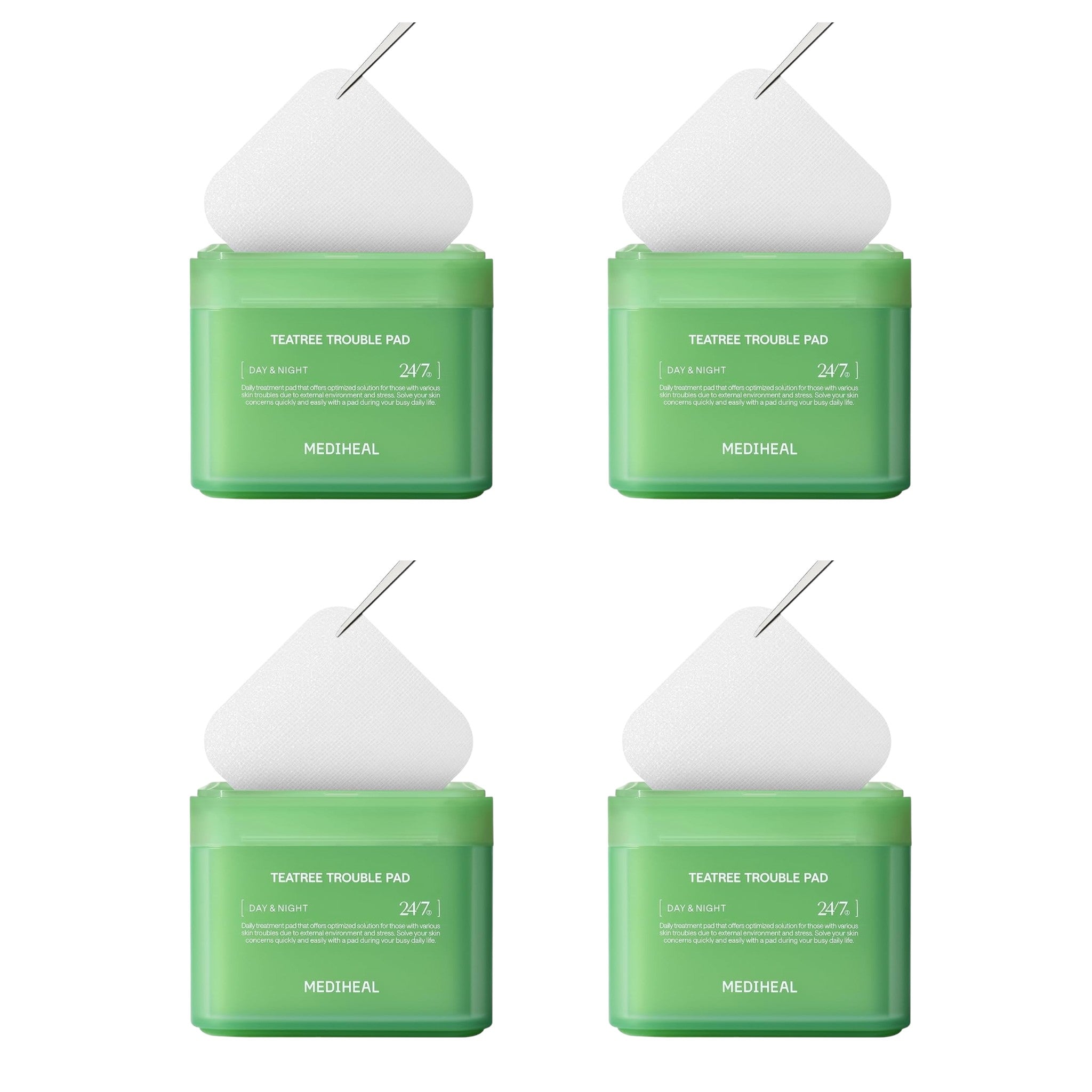 MEDIHEAL Square Toner Pads Teatree 100 Pads 170ml (4 Packs)