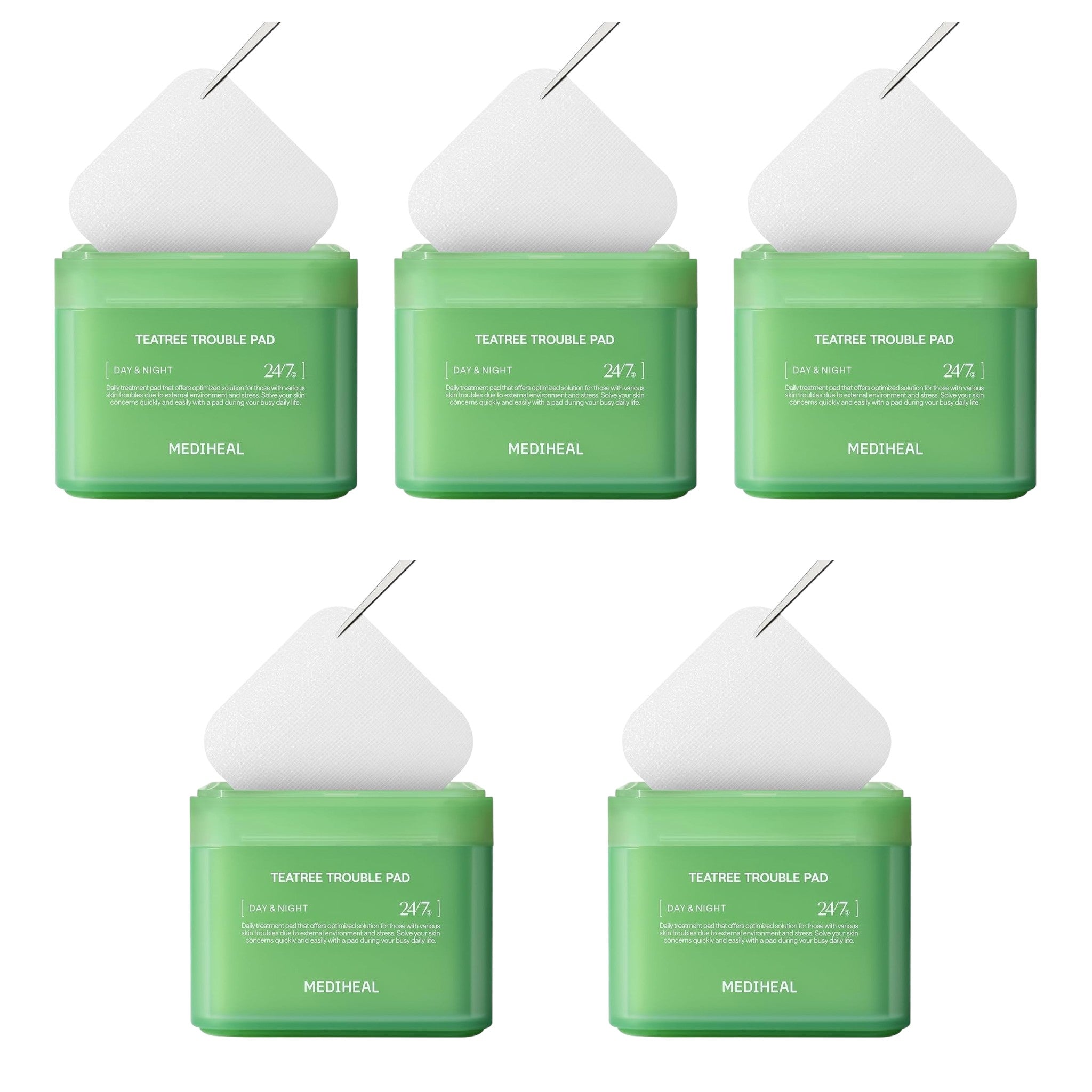 MEDIHEAL Square Toner Pads Teatree 100 Pads 170ml (5 Packs)