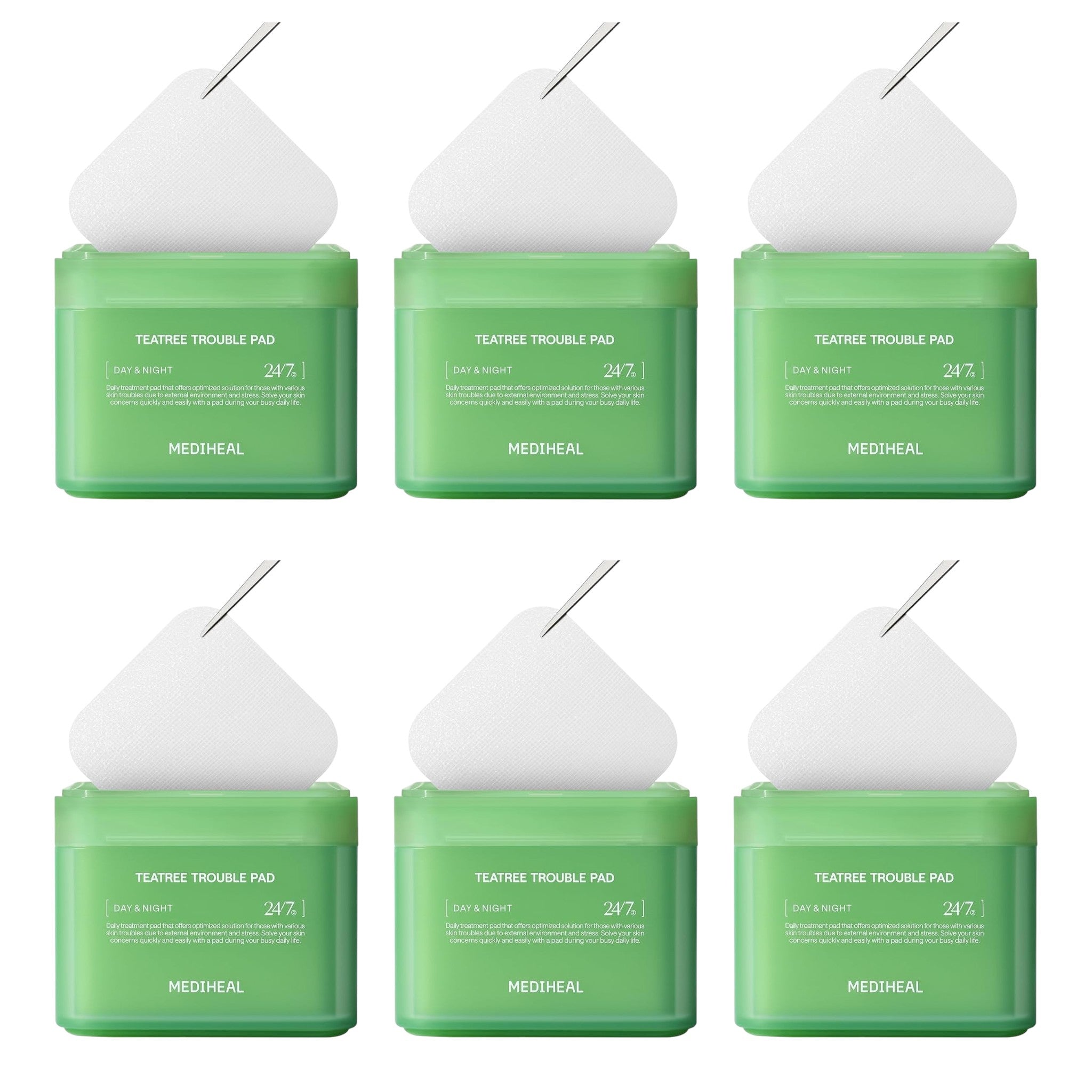 MEDIHEAL Square Toner Pads Teatree 100 Pads 170ml (6 Packs)