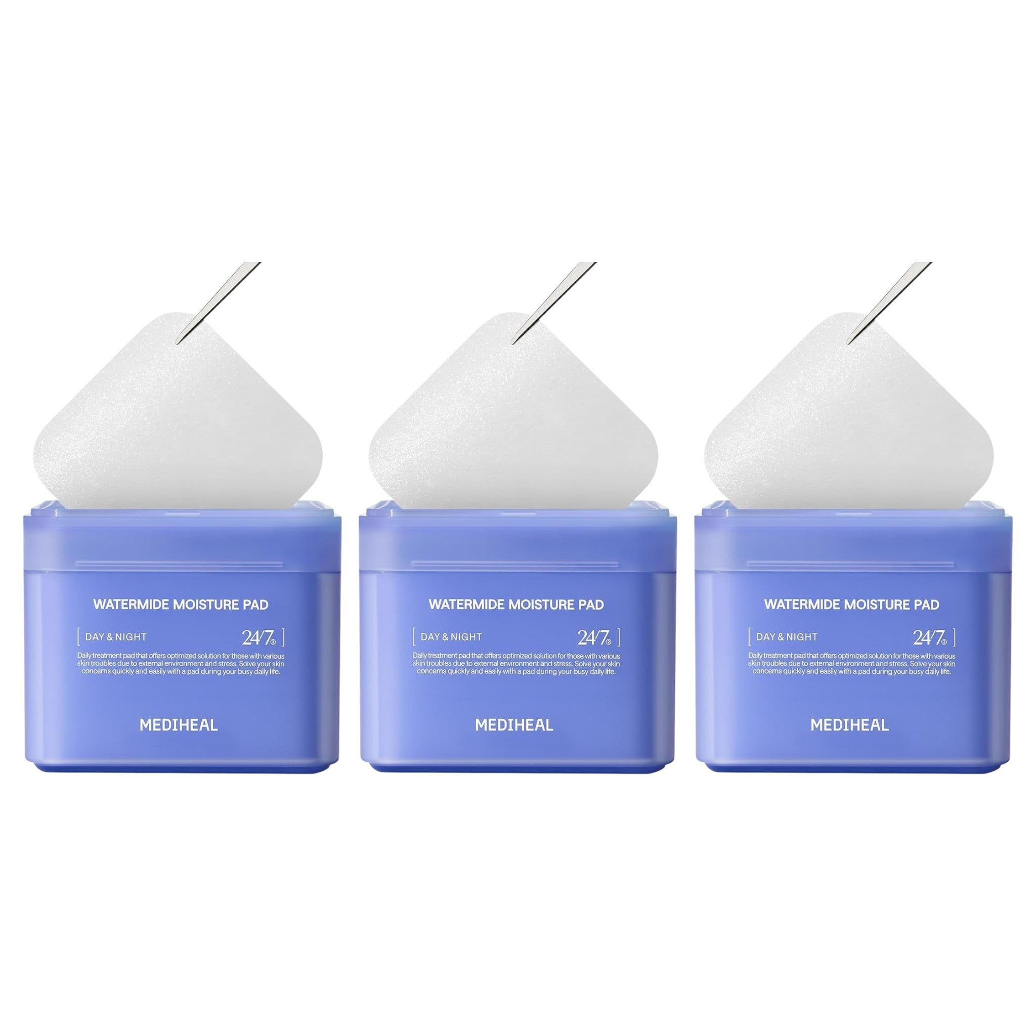 MEDIHEAL Square Toner Pads Watermide 100 Pads 170ml (3 Packs)
