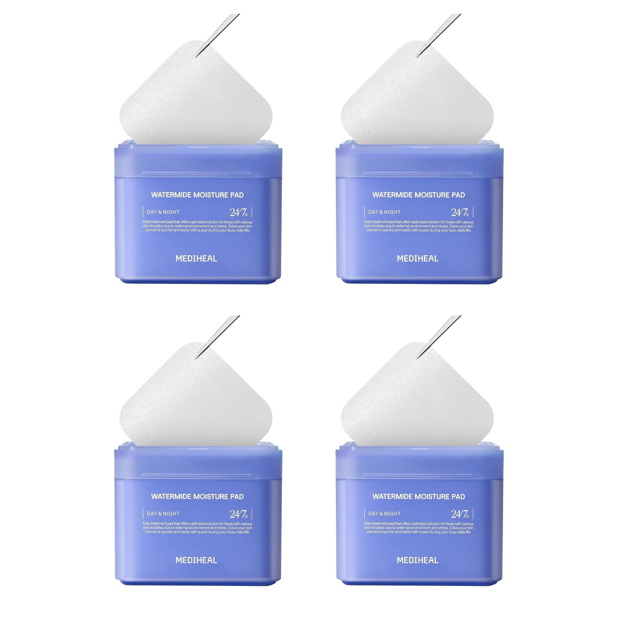MEDIHEAL Square Toner Pads Watermide 100 Pads 170ml (4 Packs)