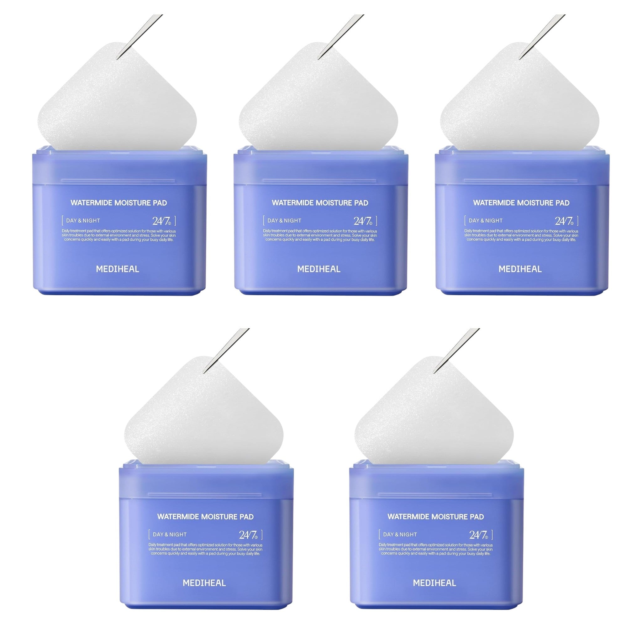 MEDIHEAL Square Toner Pads Watermide 100 Pads 170ml (5 Packs)