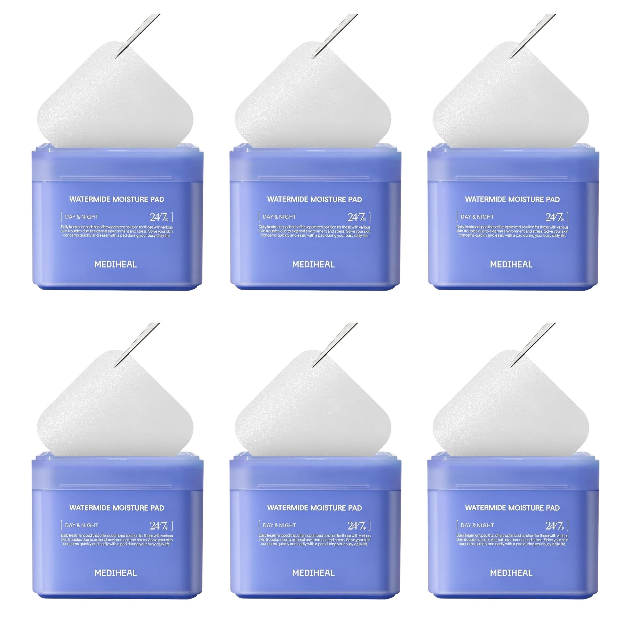 MEDIHEAL Square Toner Pads Watermide 100 Pads 170ml (6 Packs)