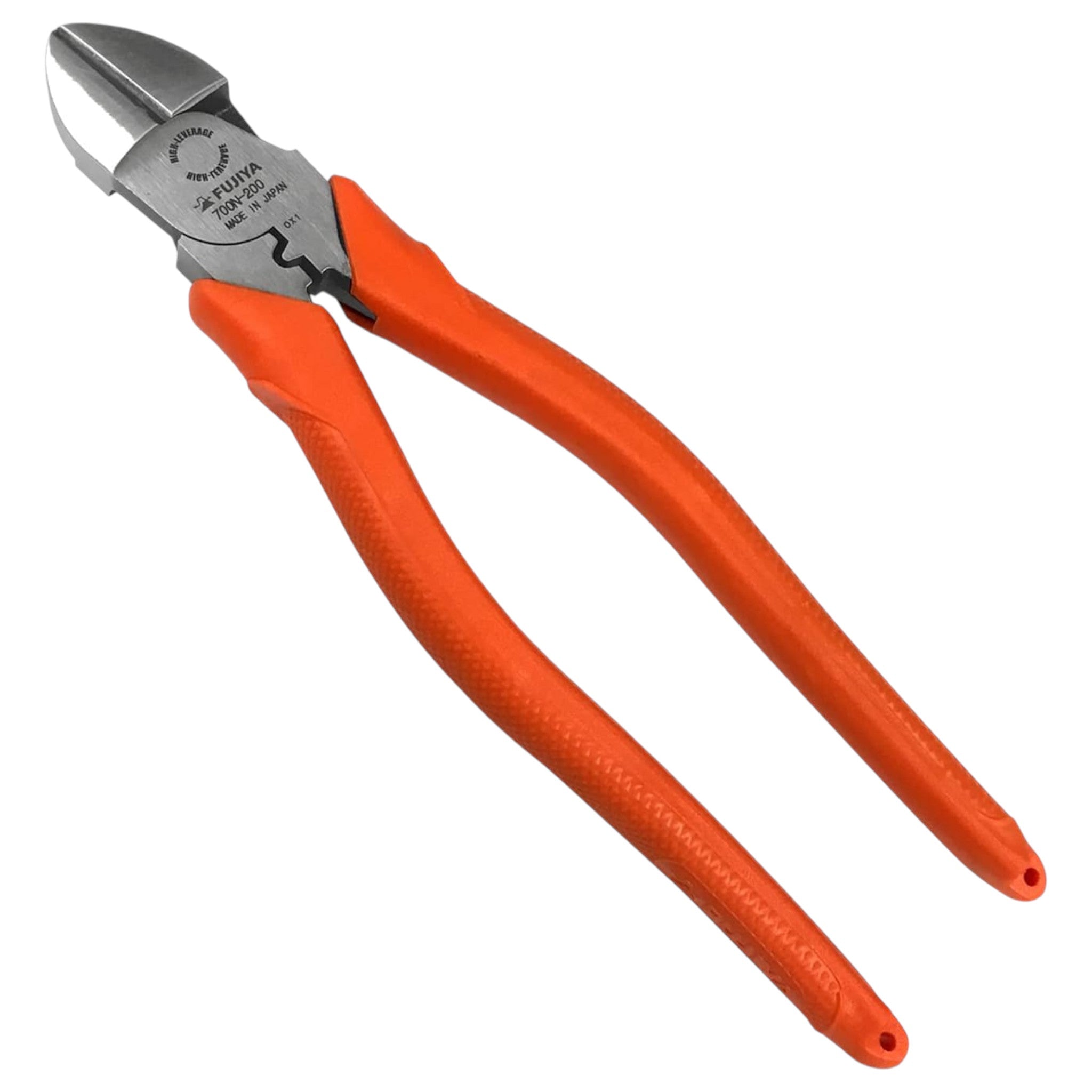 Fujiya Eccentric High-Leverage Nippers with Simple Crimping 200mm Orange 700N-200